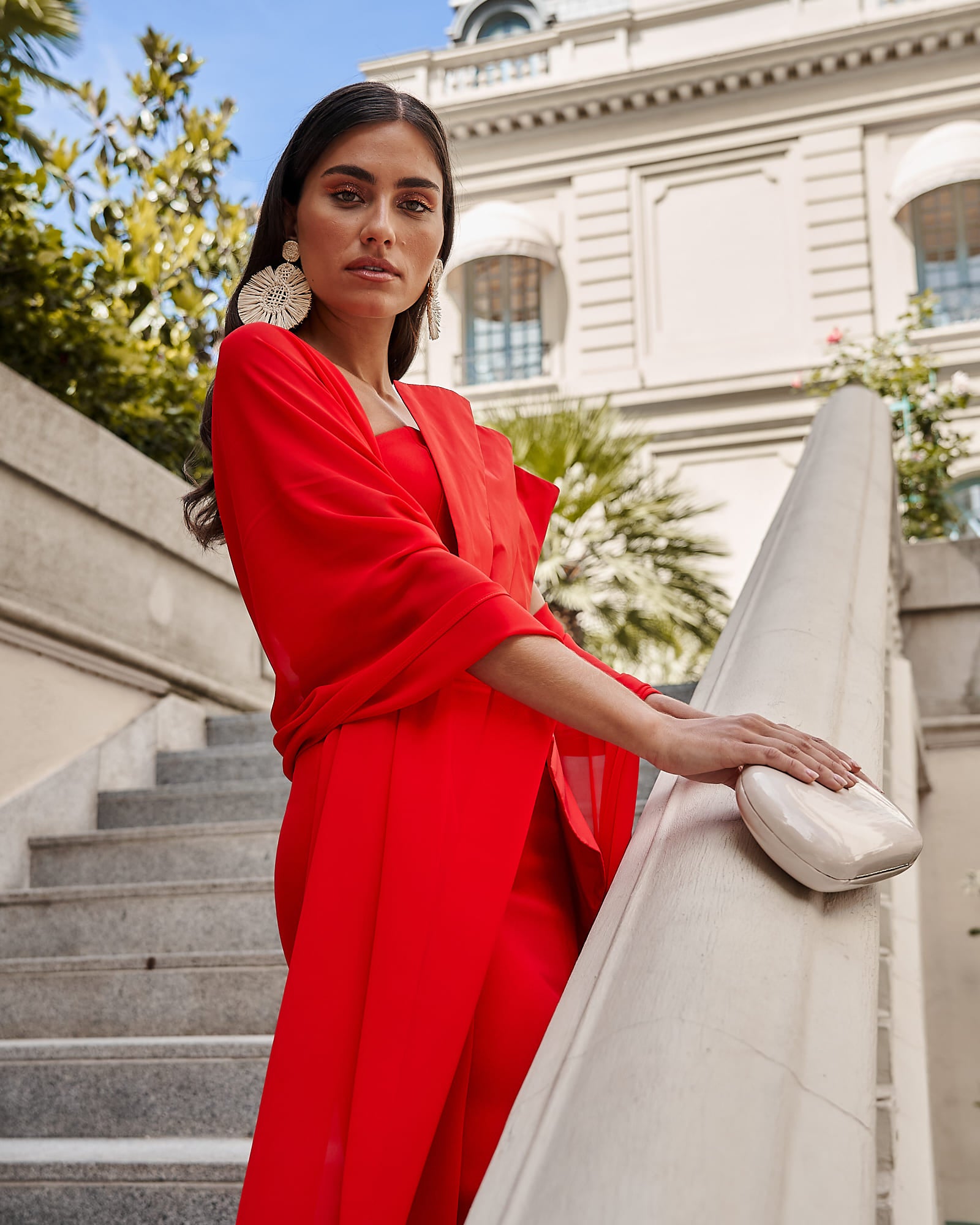 Chal Gala Rojo Translucido Eventos Invitadas Miphai