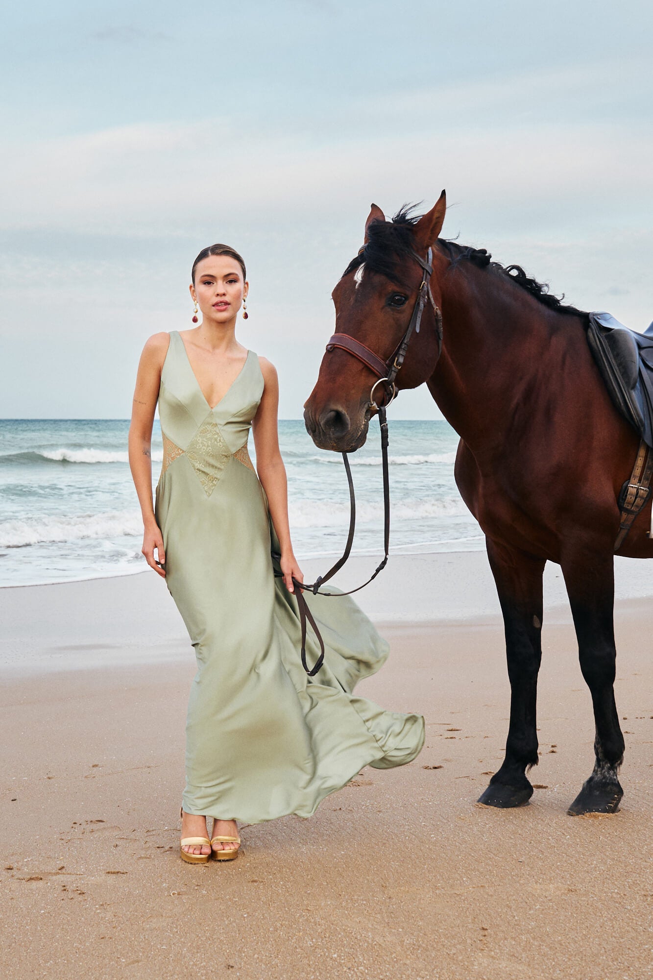 Yasmina Dress in Olive Green