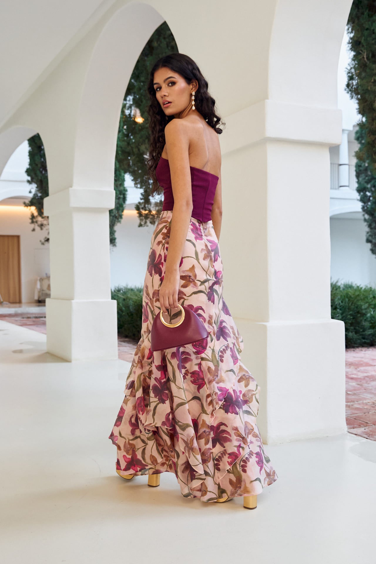 Falda Marea Estampada Rosa