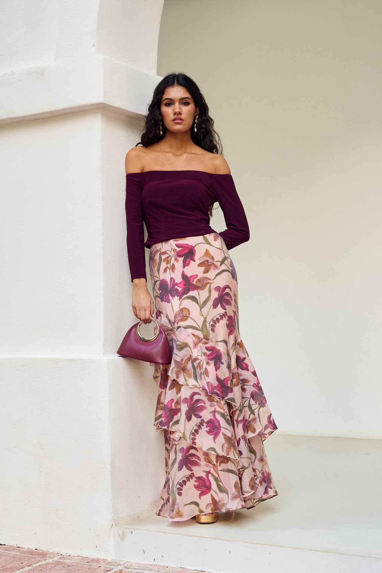 Falda Marea Estampada Rosa