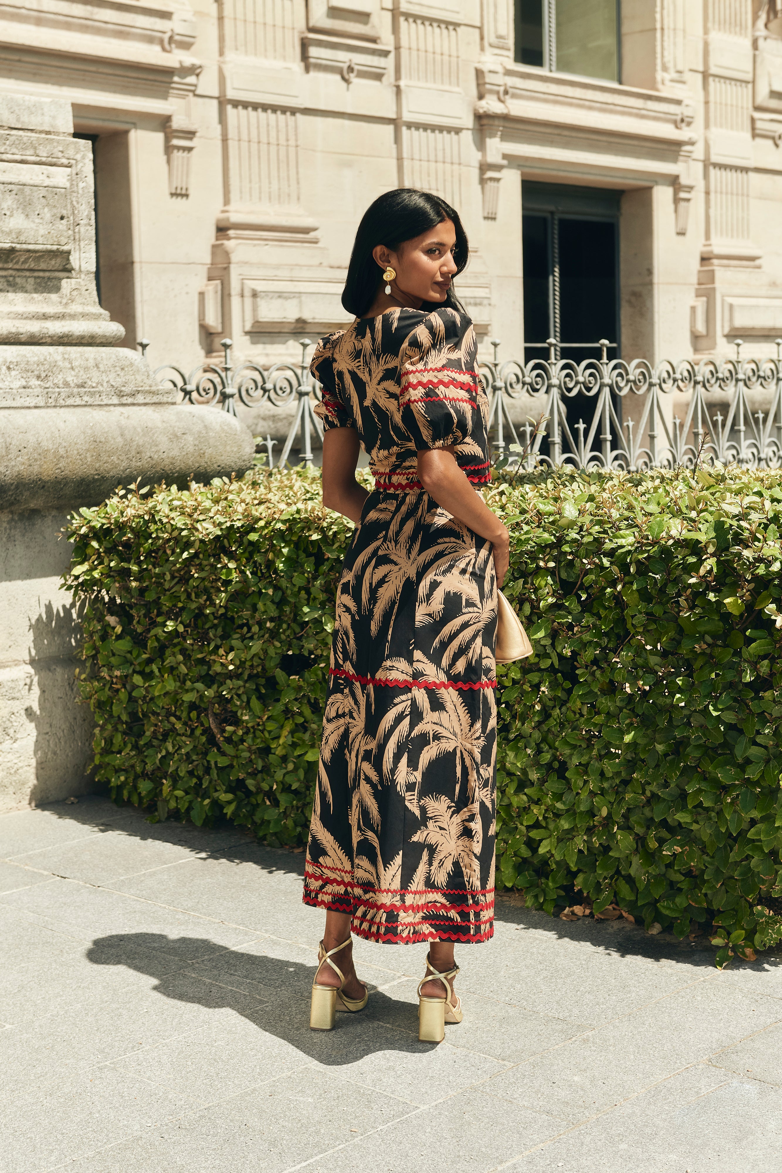 Falda Palmier Estampada Negra