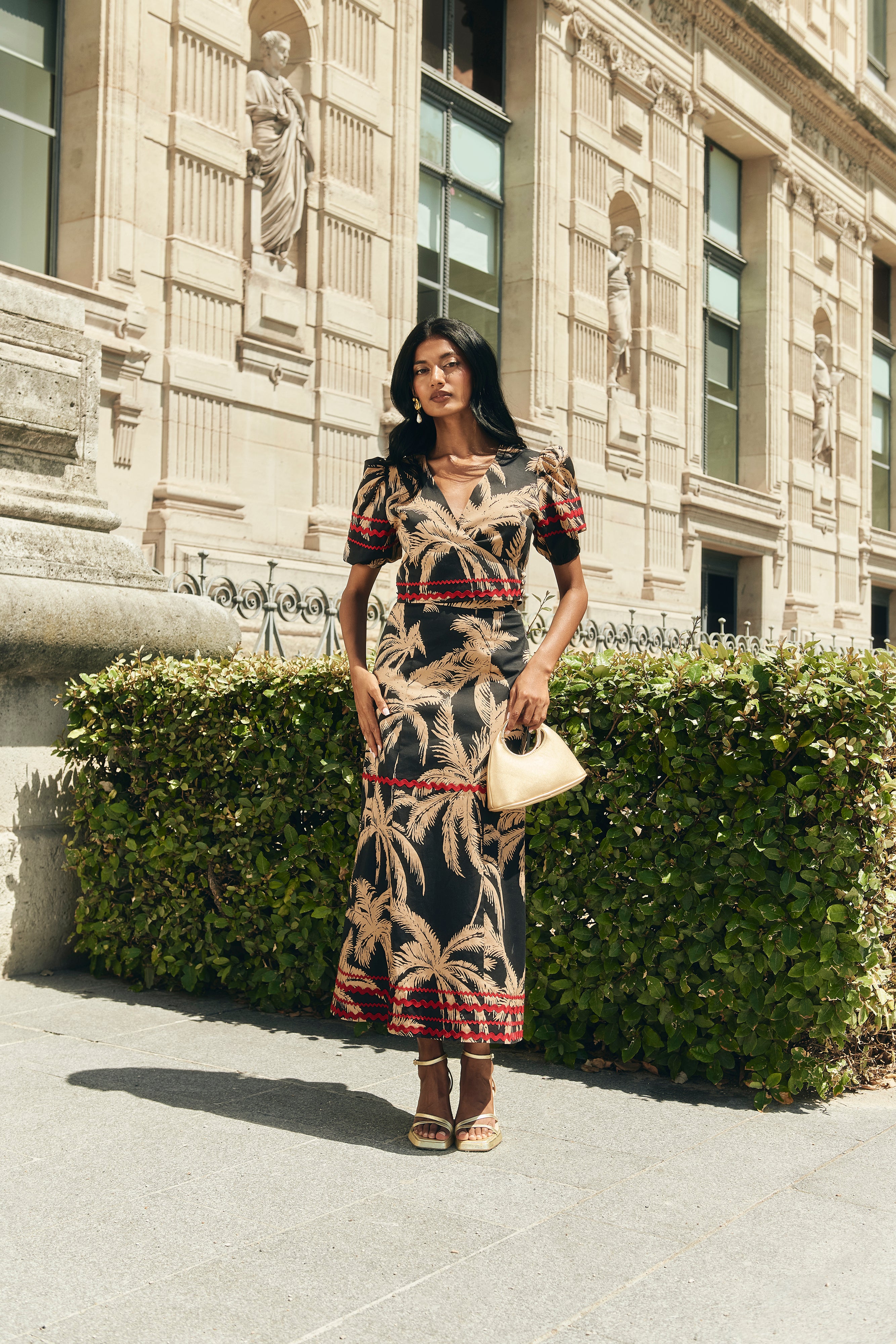 Falda Palmier Estampada Negra