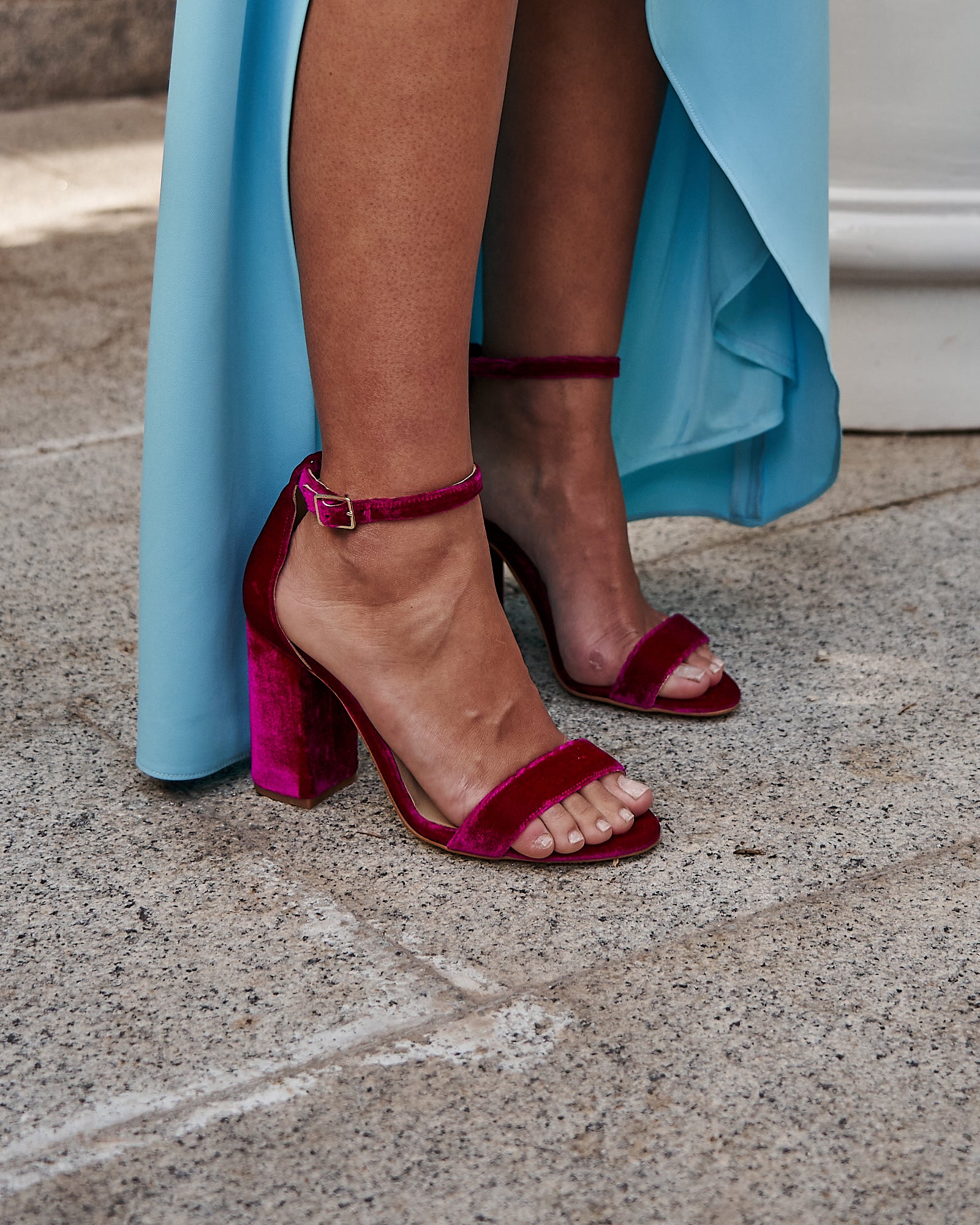 SANDALIA GARBO VELVET FUCSIA