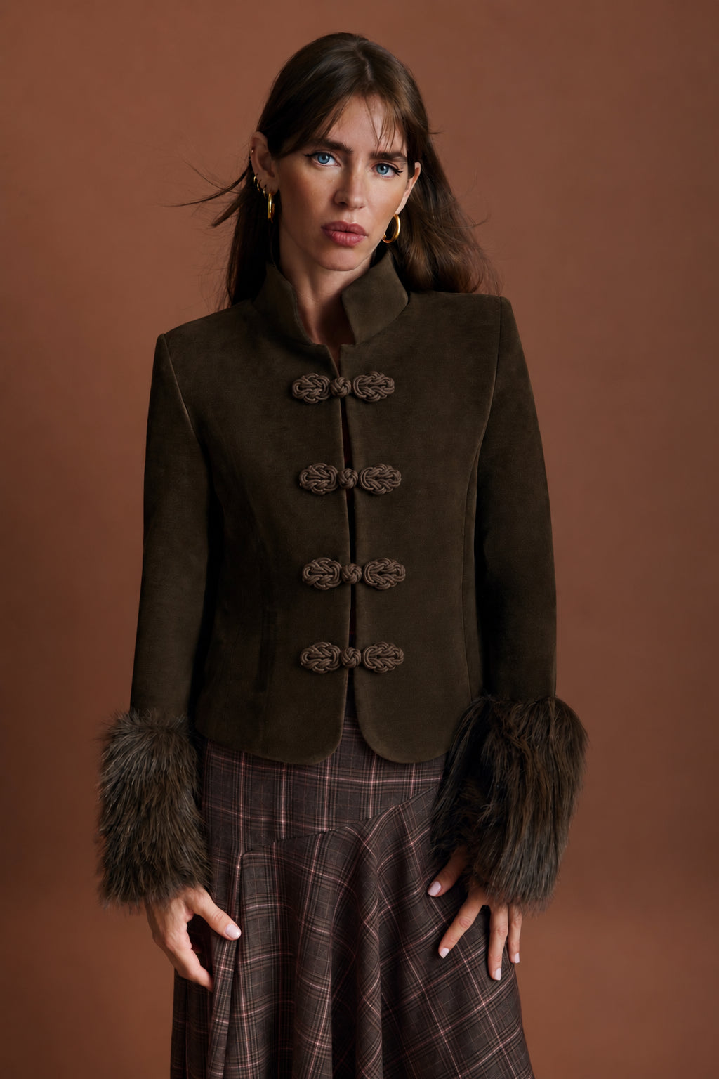 Miphai Chaqueta Beatrice Marrón Casual Detalle