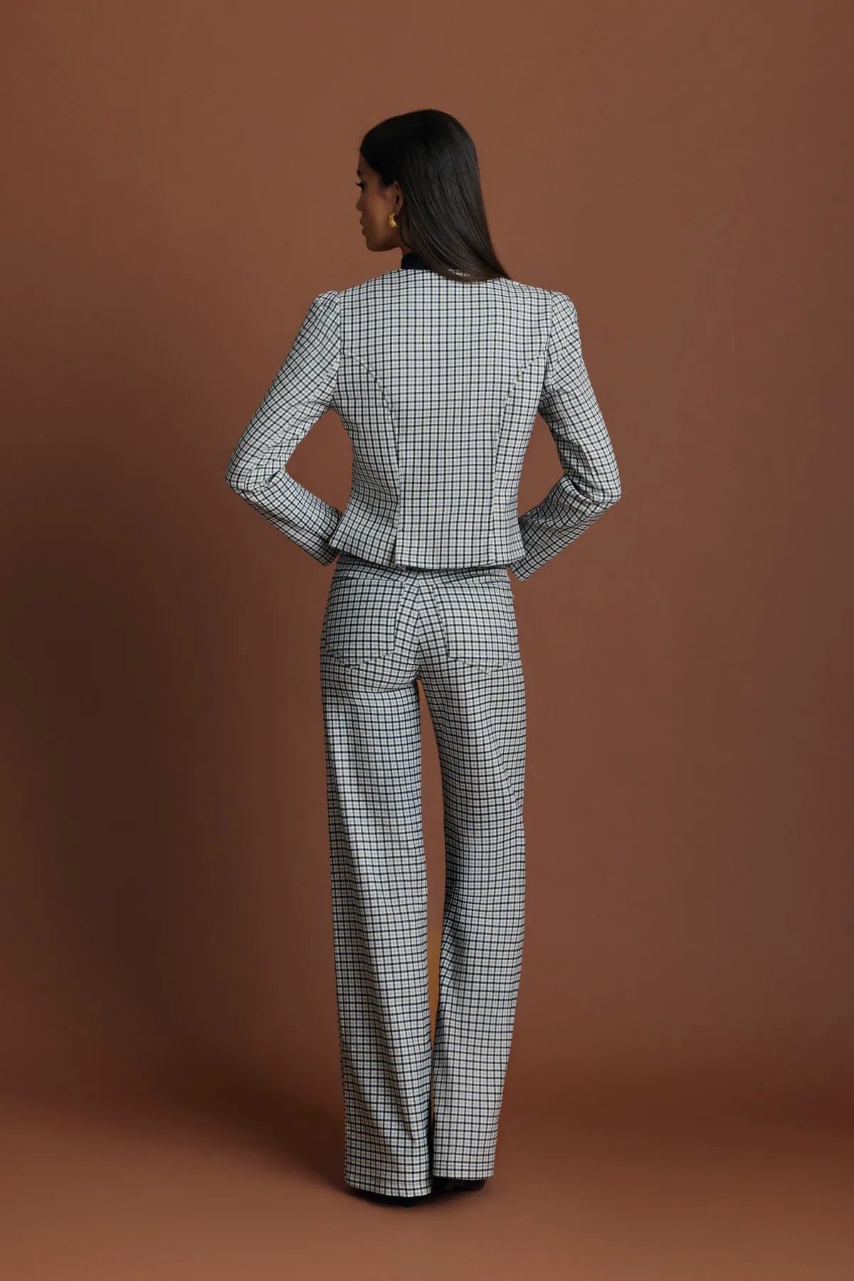 Miphai Pantalón Nicky Cuadros Azul Casual Espalda