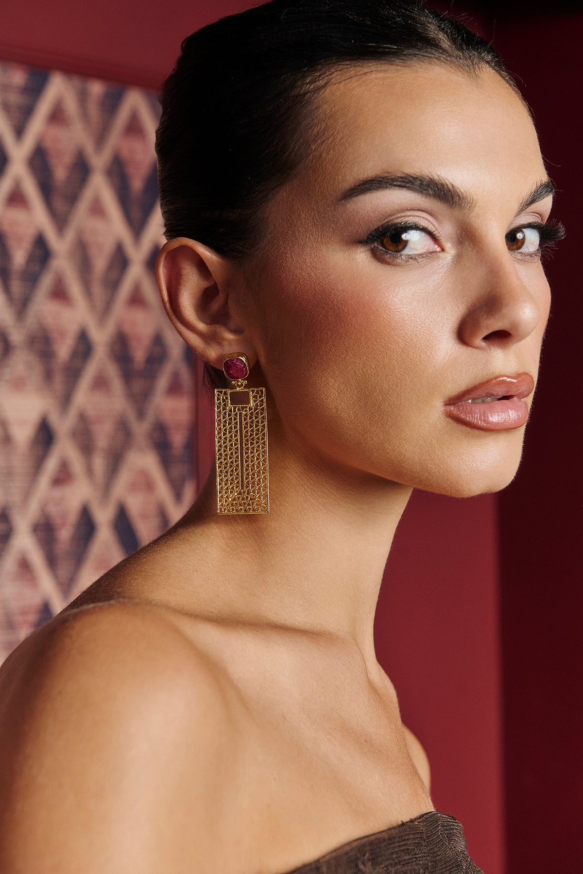 Miphai Pendientes Duma Granate Accesorio Detalle