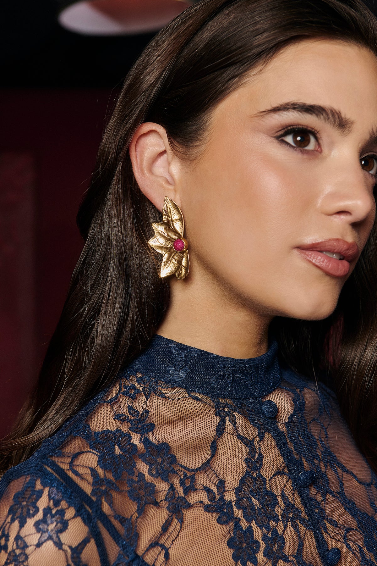 Miphai Pendientes Eros Granate Accesorio Detalle