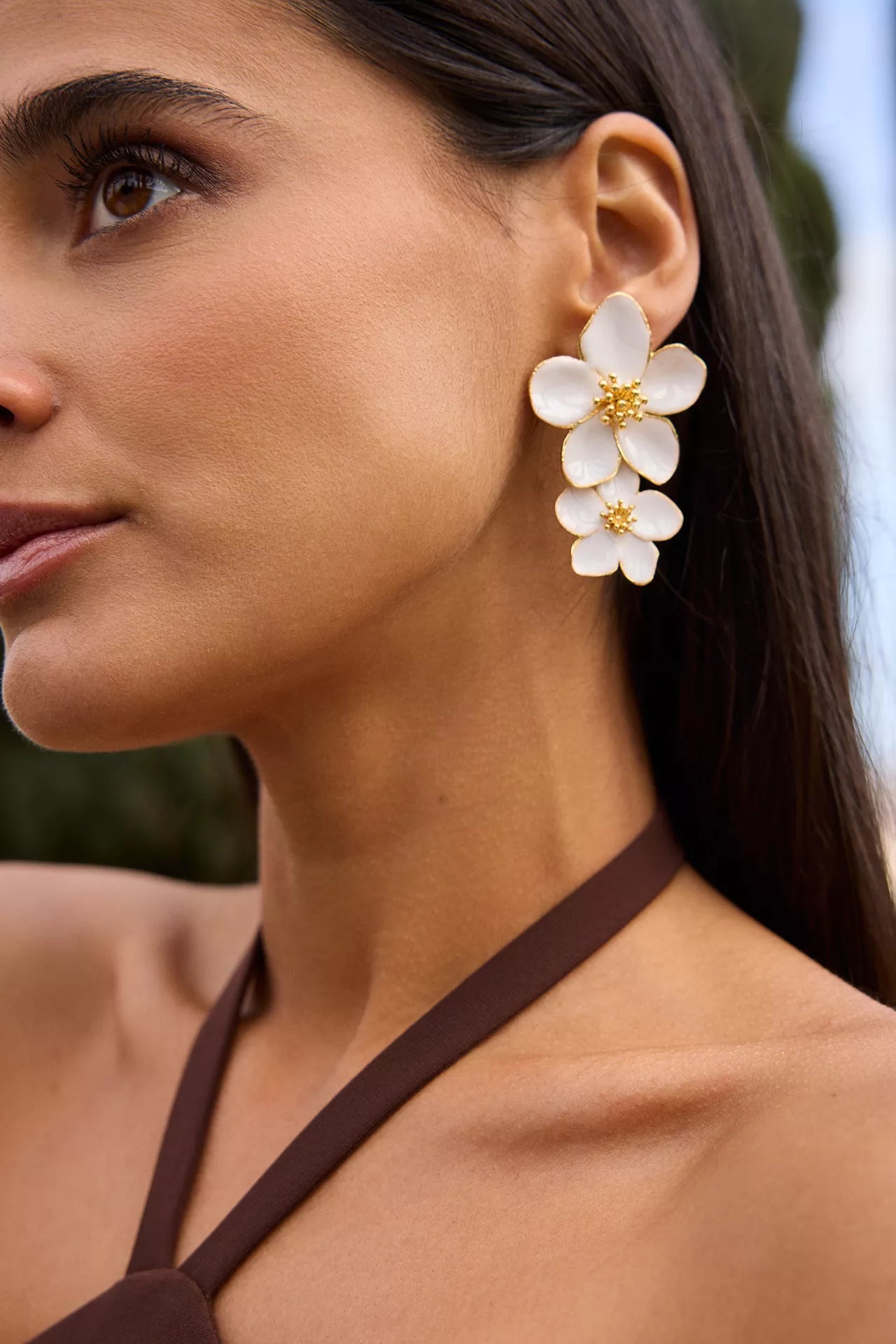 Miphai Pendientes Blancos Margarita Detalle