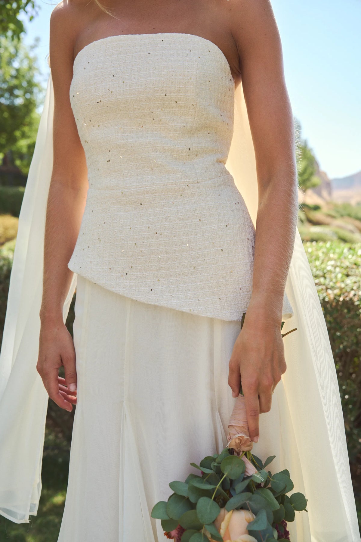 Miphai Top Petali Blanco Novia Detalle Cerca