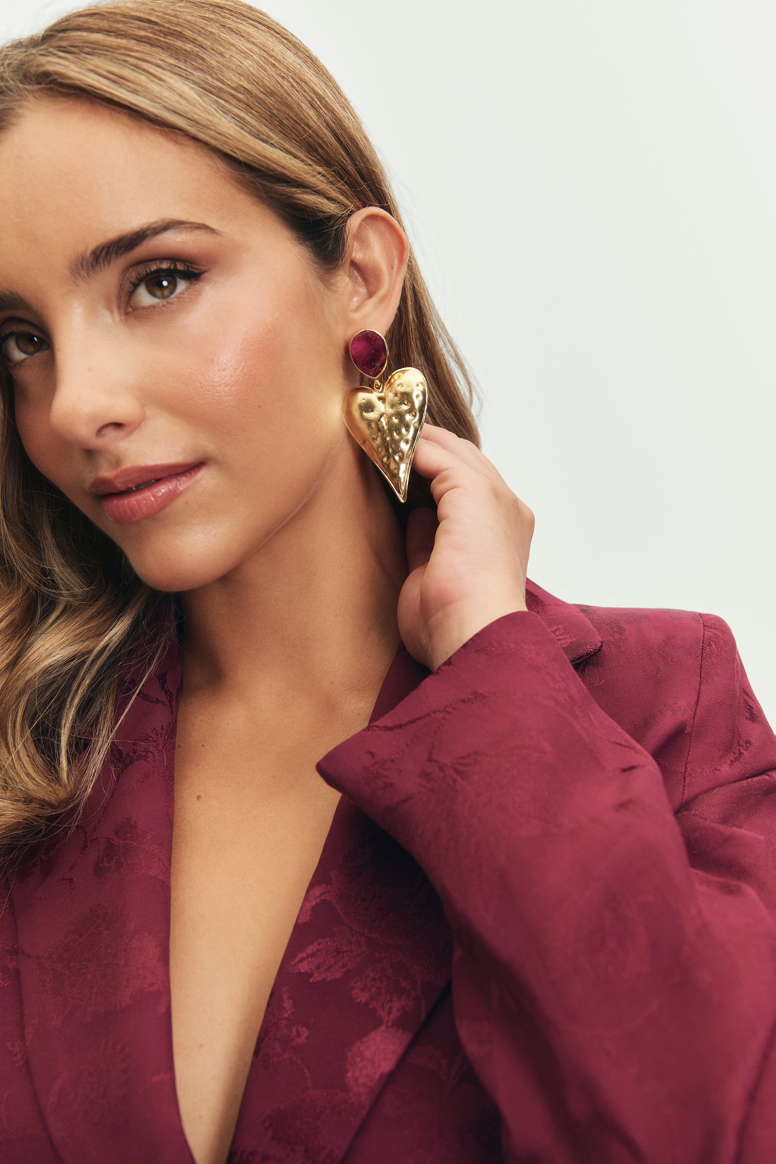 Pendientes Corazón Berenjena