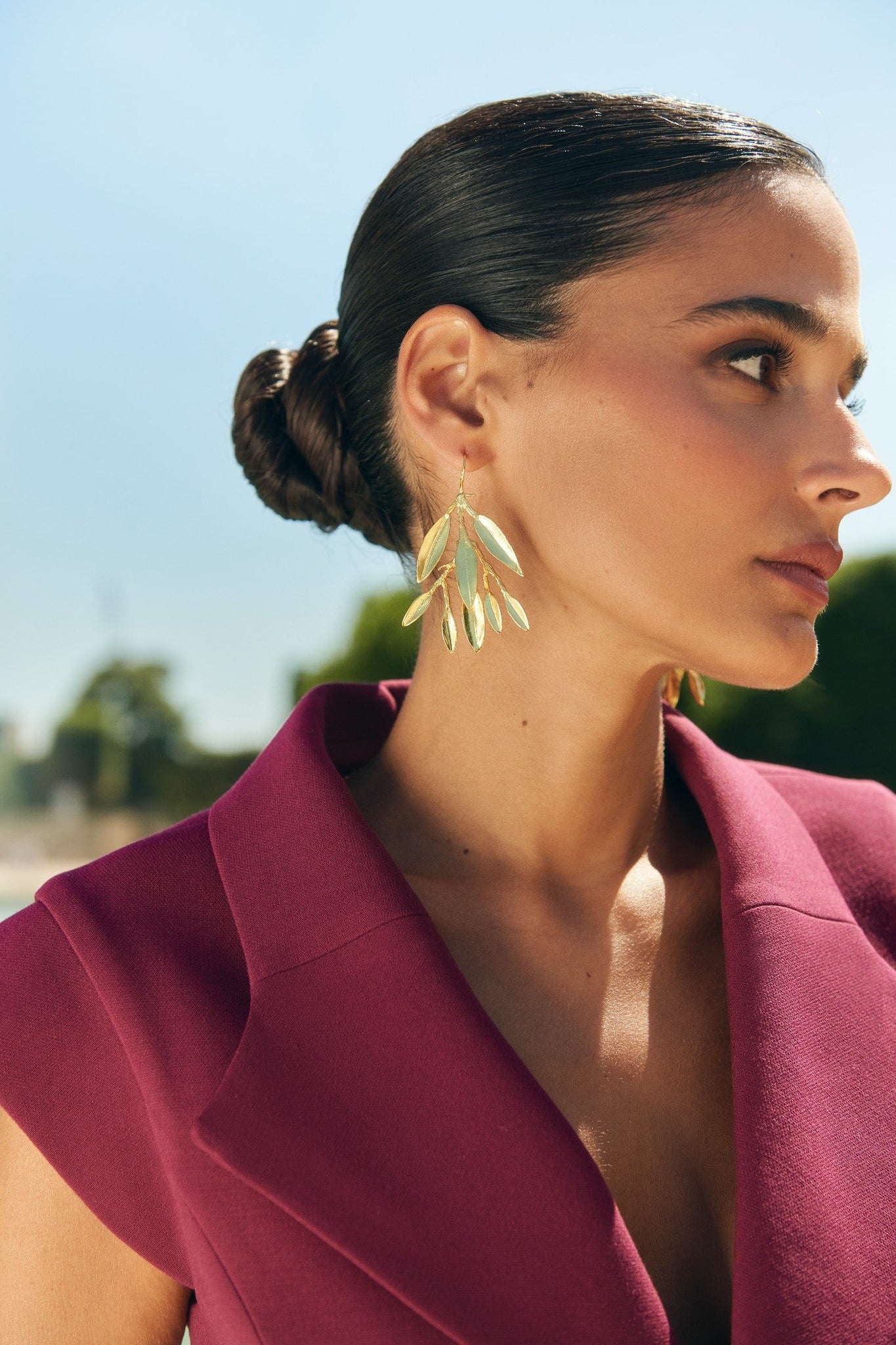 Pendientes Laurel Dorado