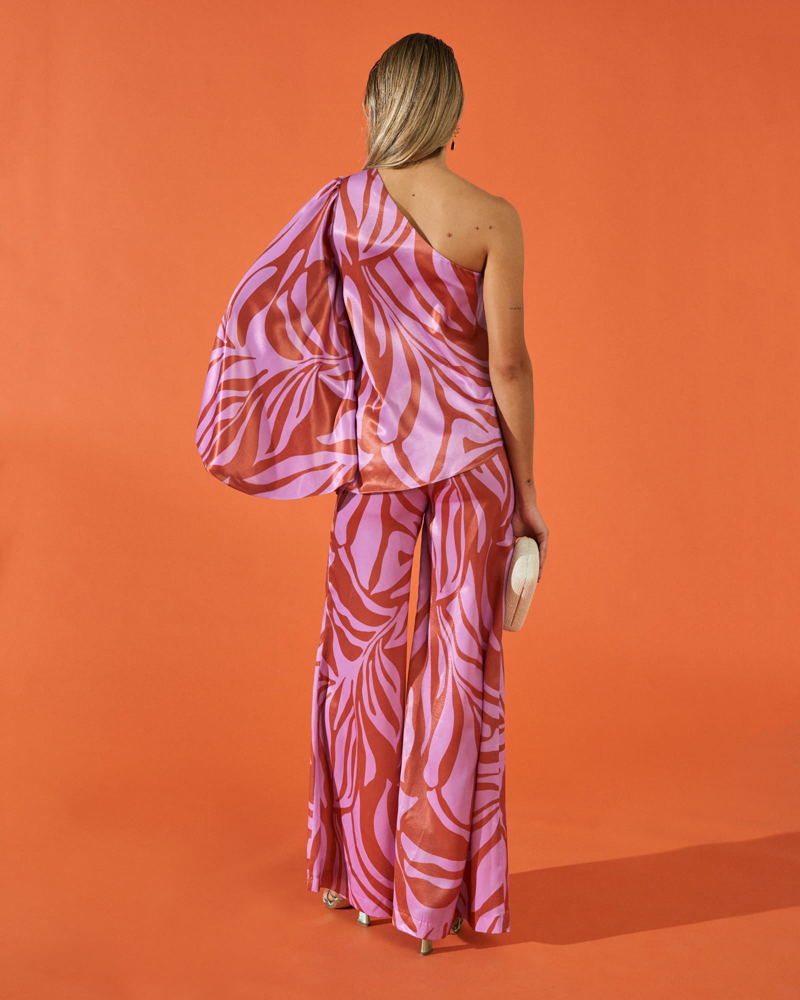 Pantalón fiesta evento Triana Cebra tiro alto pata de elefante