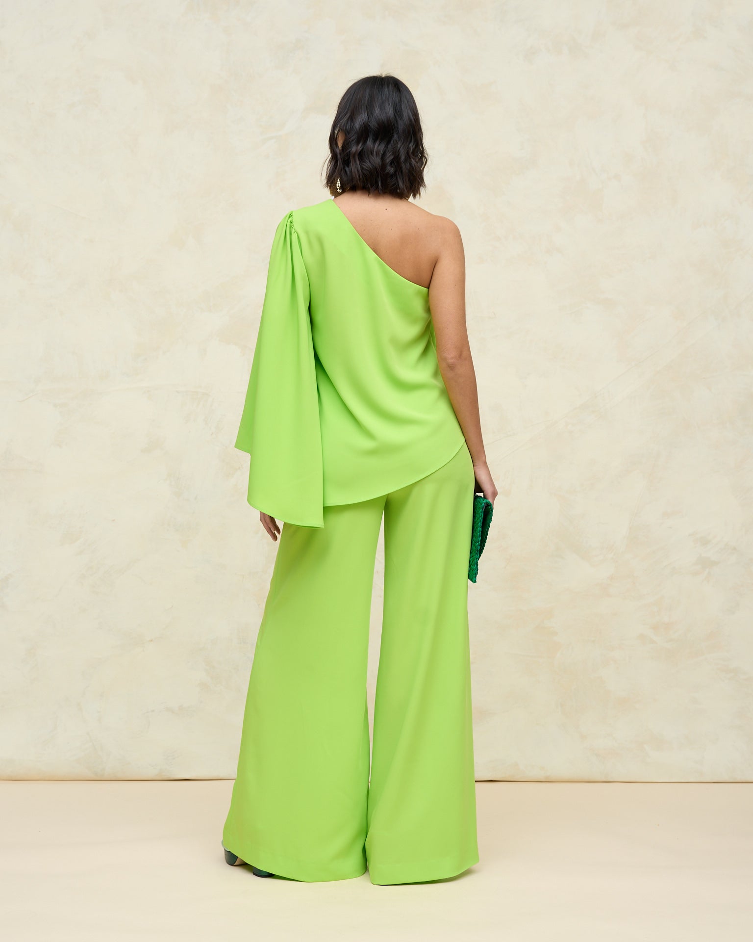 Pantalón fiesta evento Triana Lima tiro alto pata de elefante