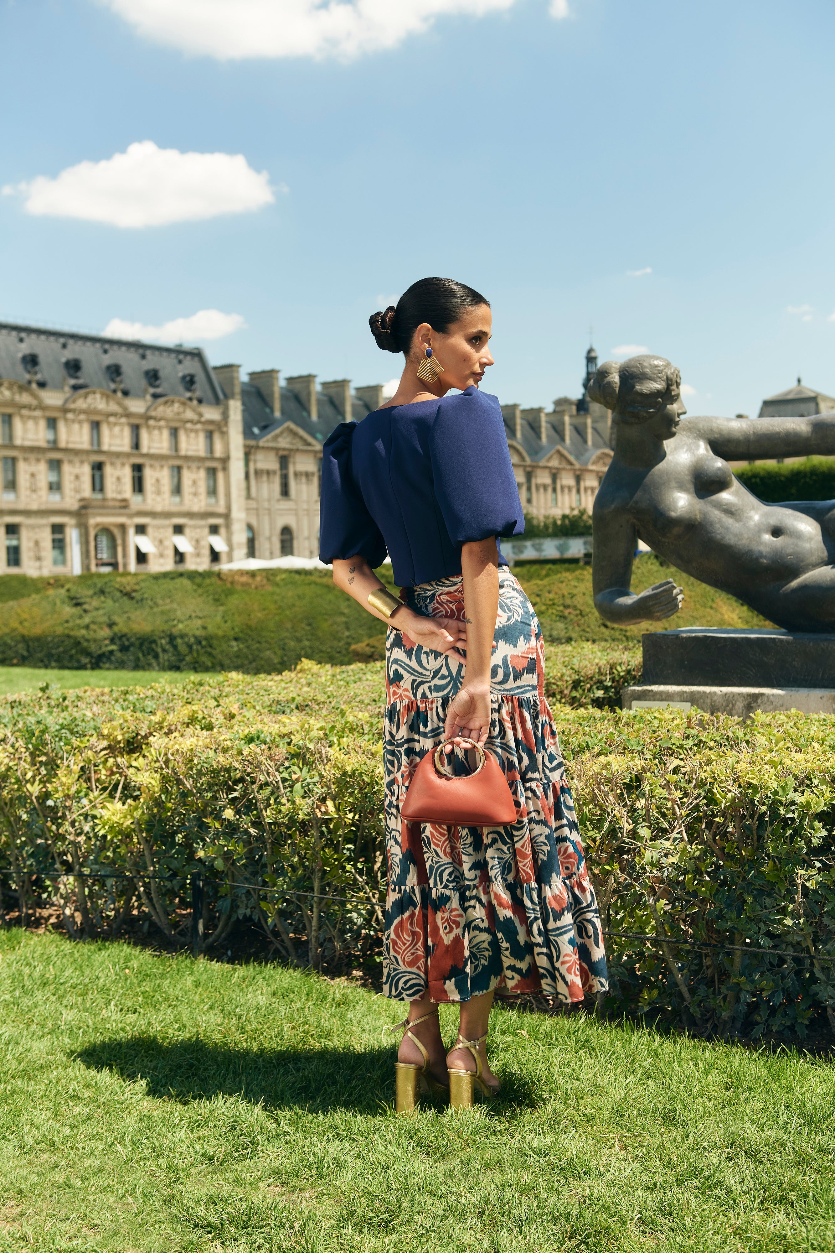 Top Fleur Azul Marino