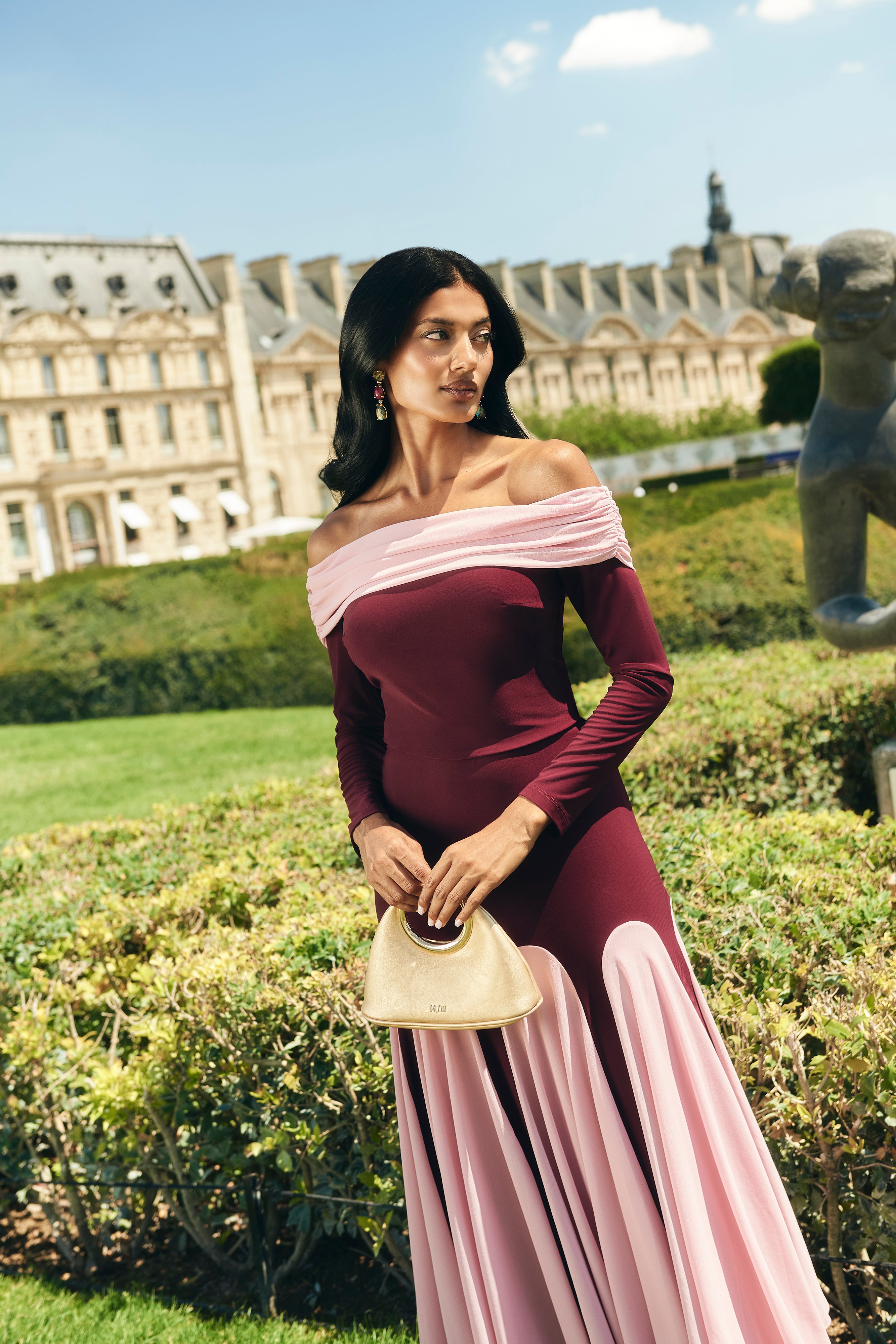 Top Gia Bicolor Granate y Rosa