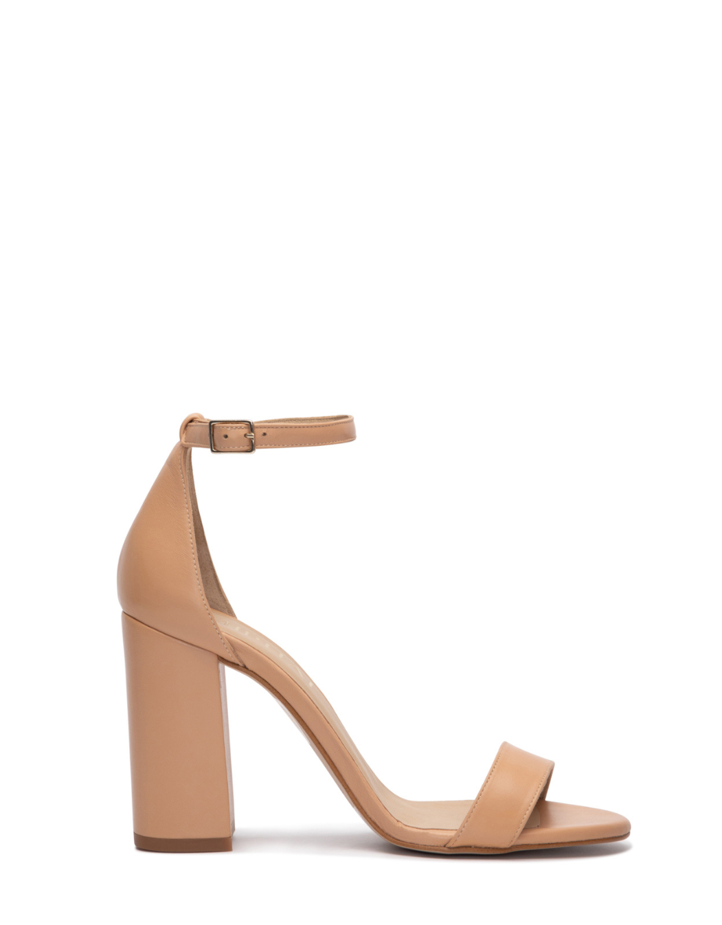 Sandalia evento fiesta Garbo de piel nude punta redonda
tira fina gruesa delantera talón cubierto gordo sin plataforma cierre tobillo