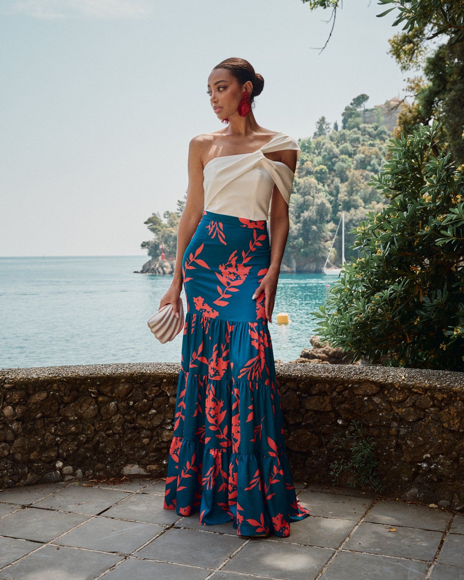 Top Invitada Asimétrico Gabi Blanco vista principal