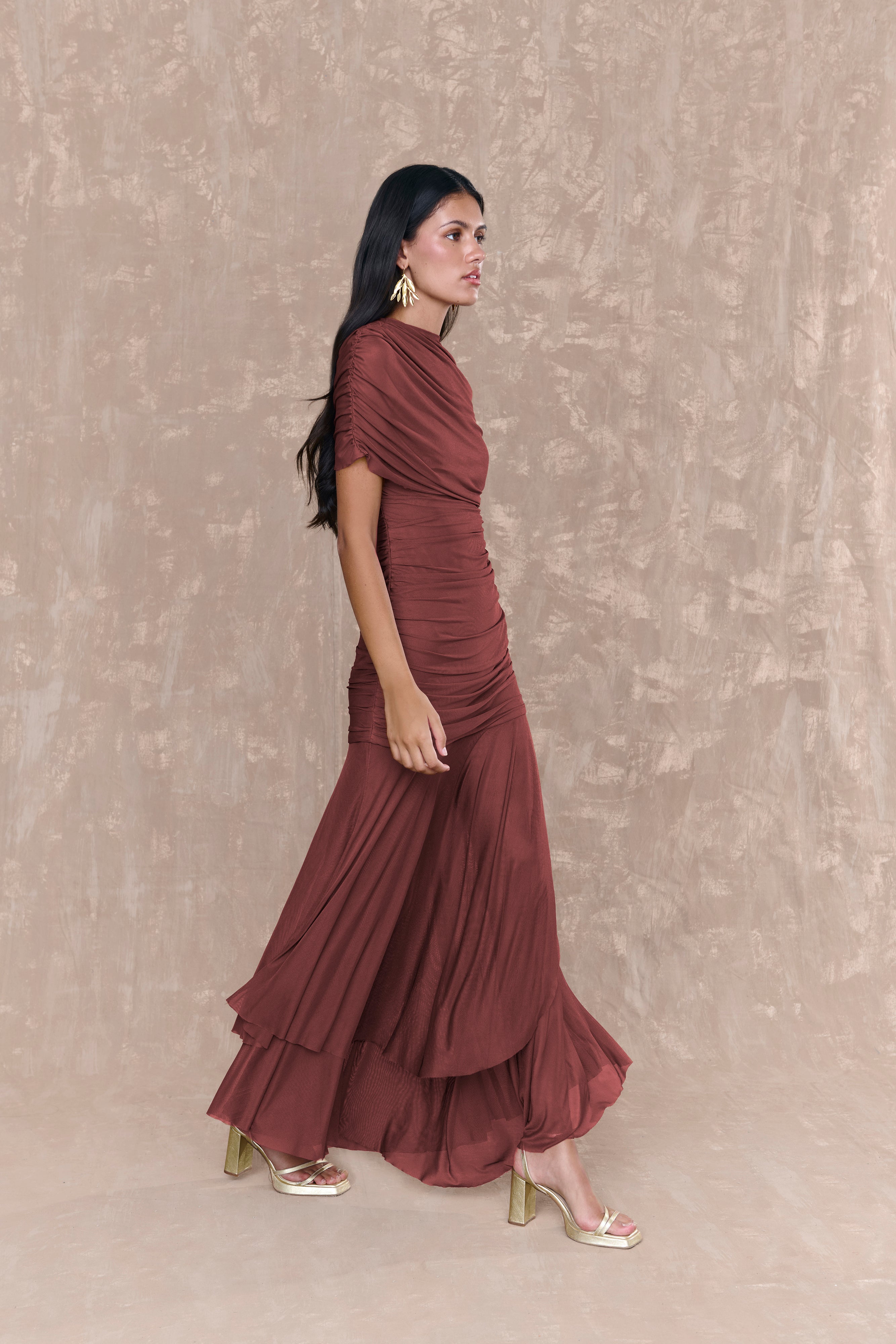 vestido de fiesta elegante margot terracota