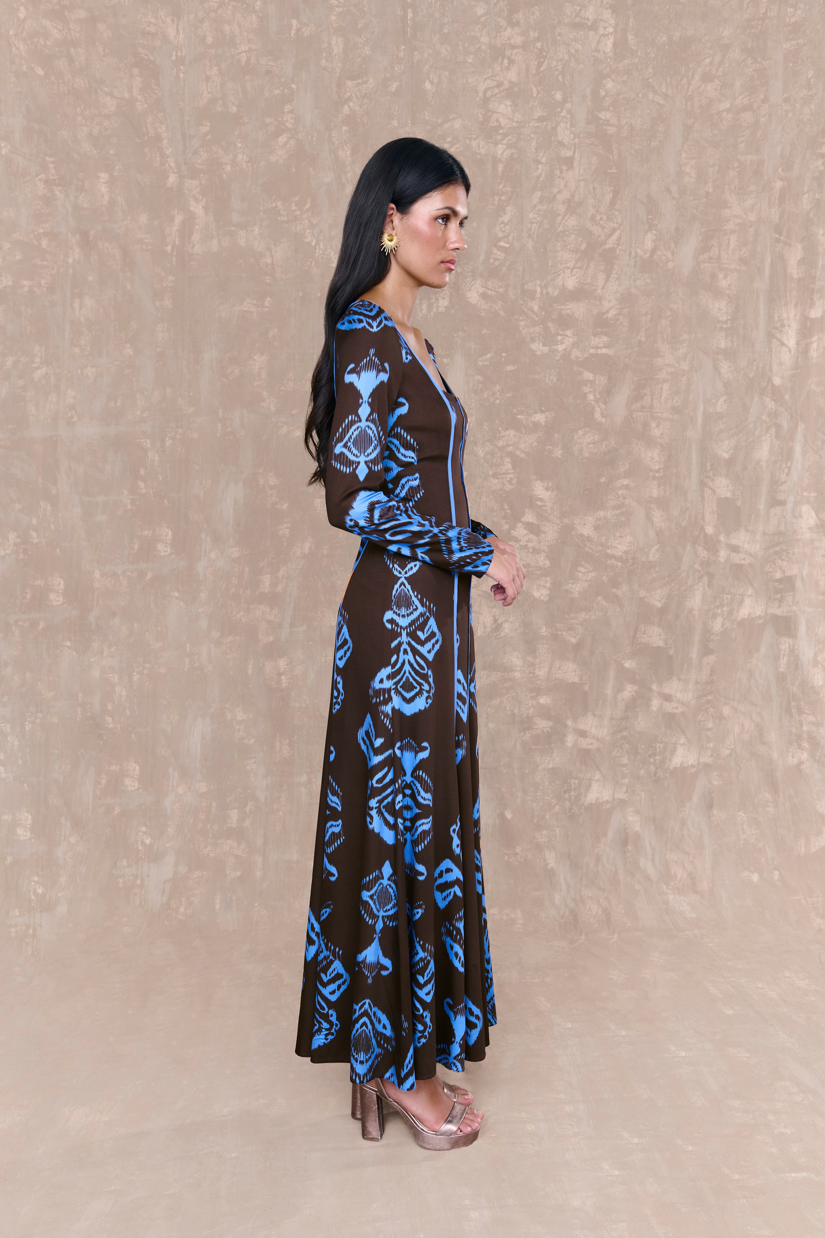 Aline Brown Printed Dress