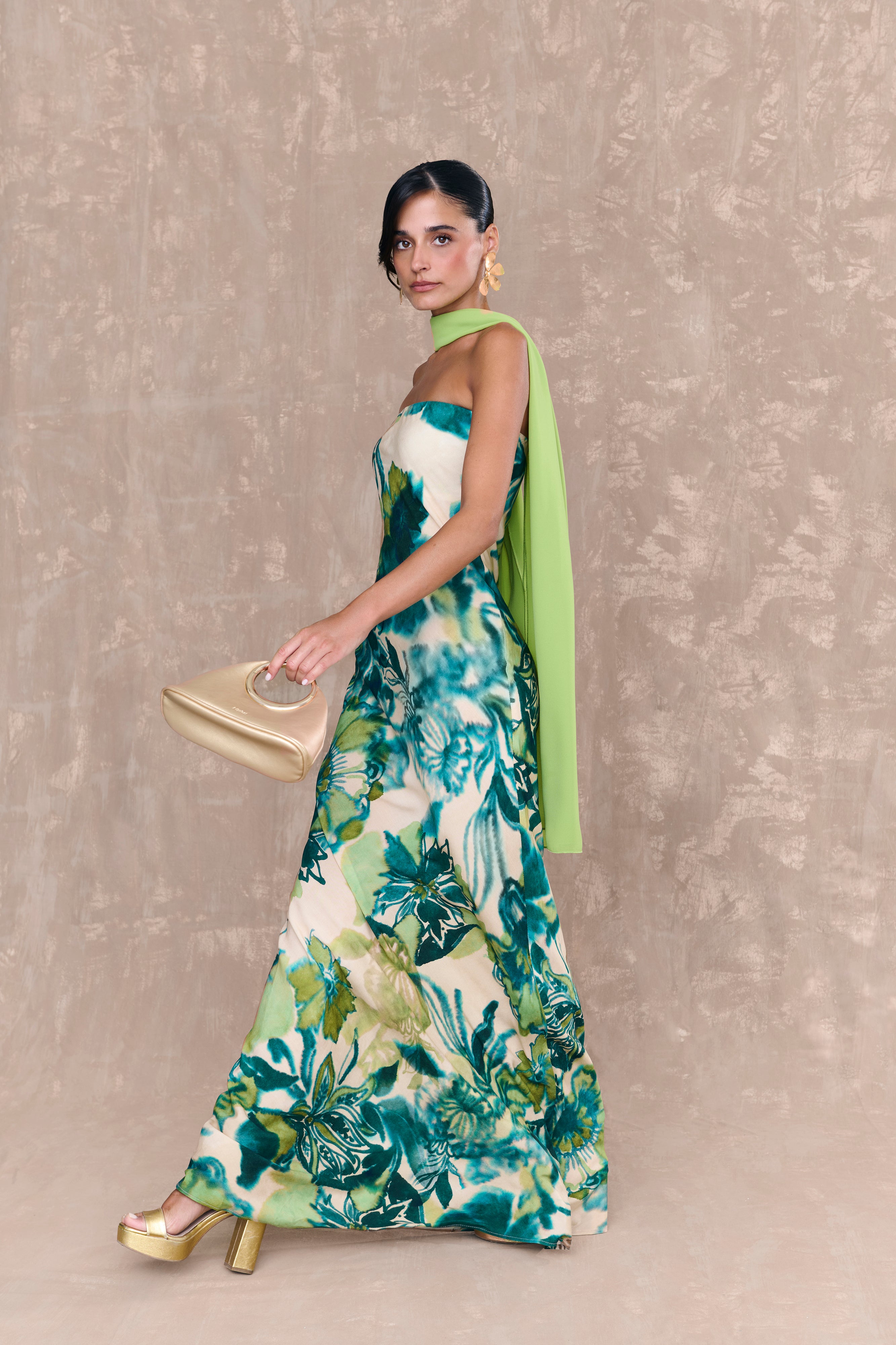 Zoe Green Floral Print Dress