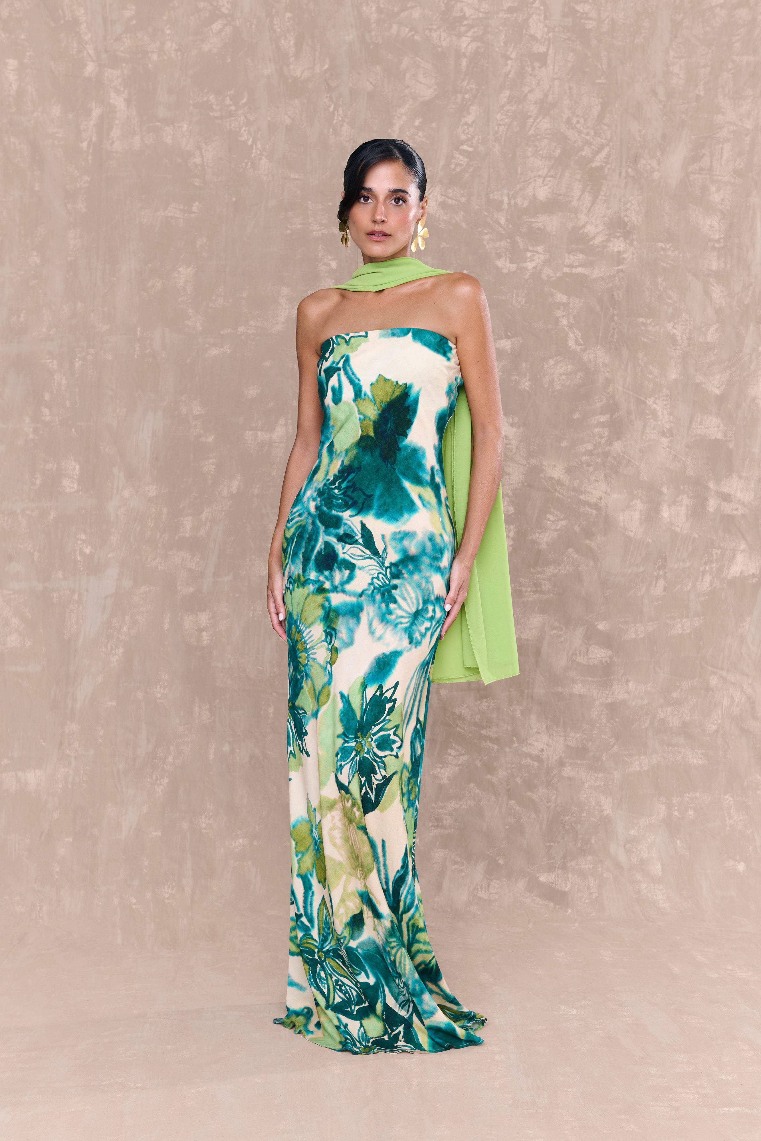 Zoe Green Floral Print Dress