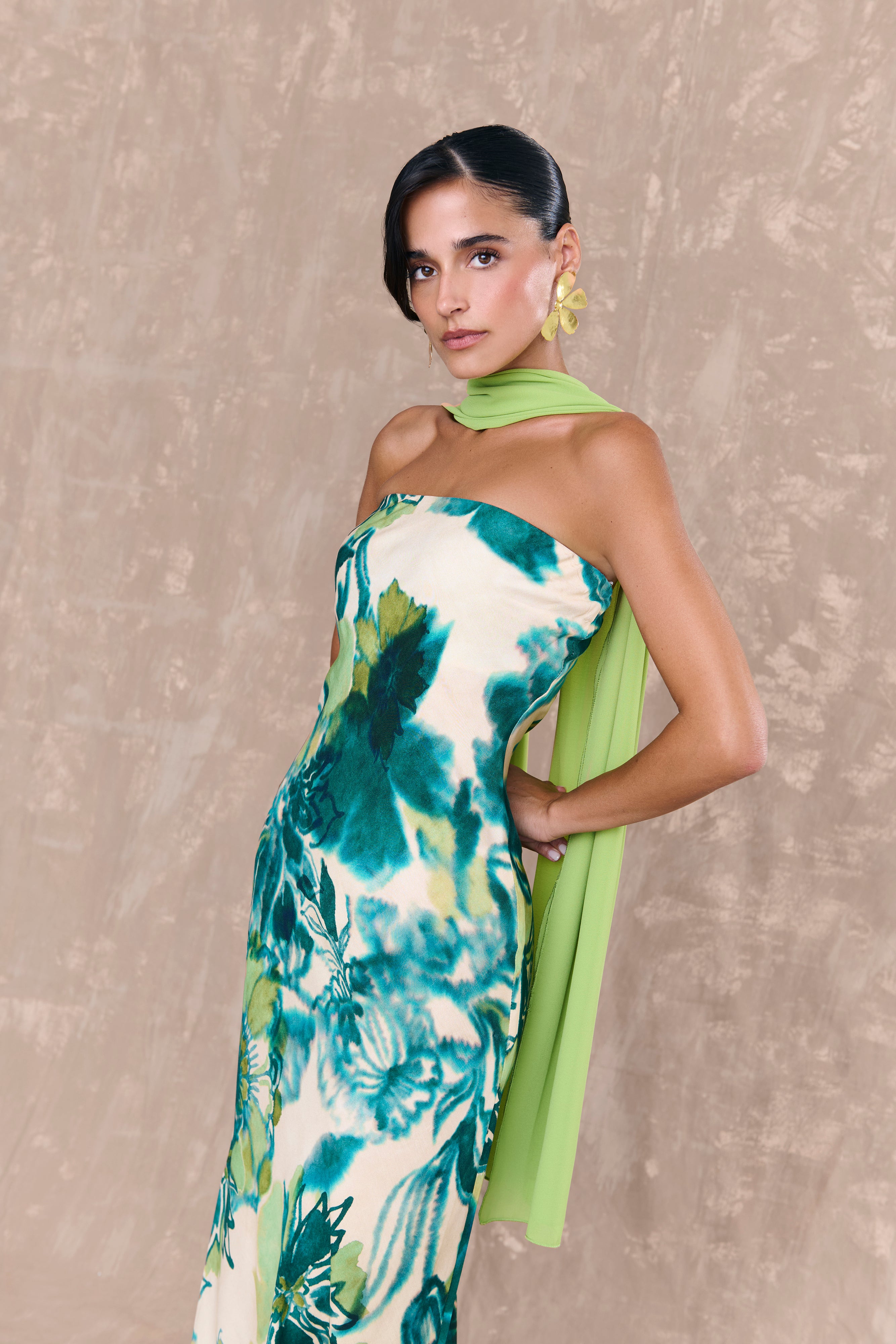 Zoe Green Floral Print Dress