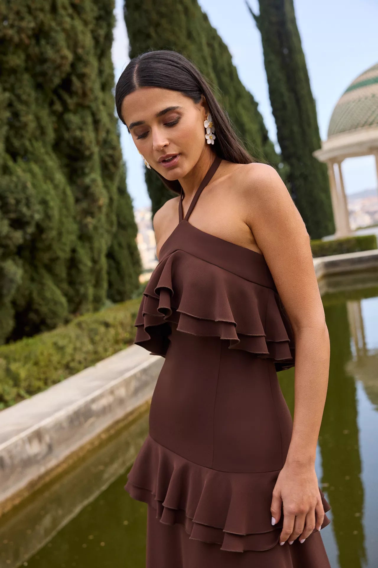 MIPHAI Vestido Amapola Marrón Invitada