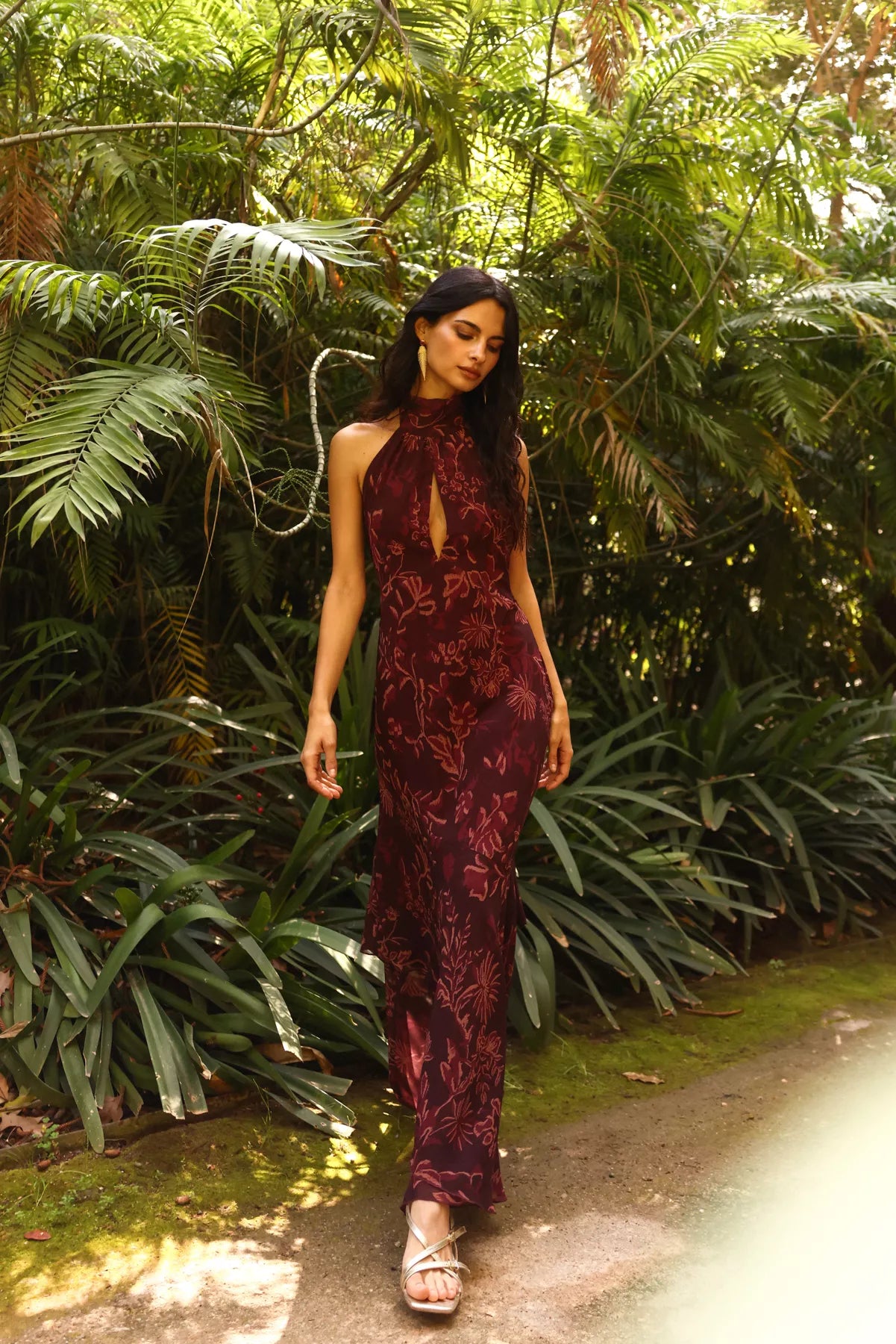 MIPHAI Vestido Esencia Estampado Berenjena Invitada