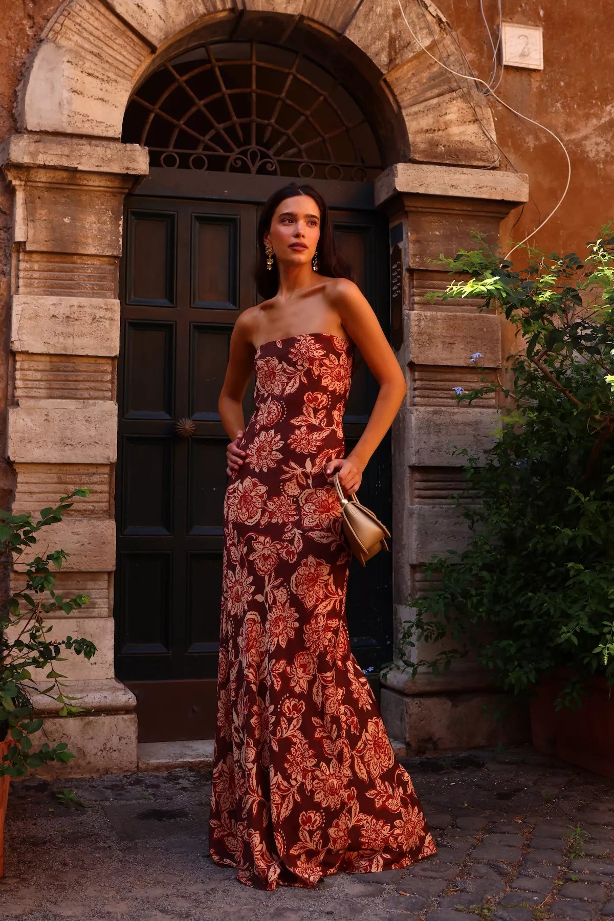 Habana Terracotta Floral Print Dress