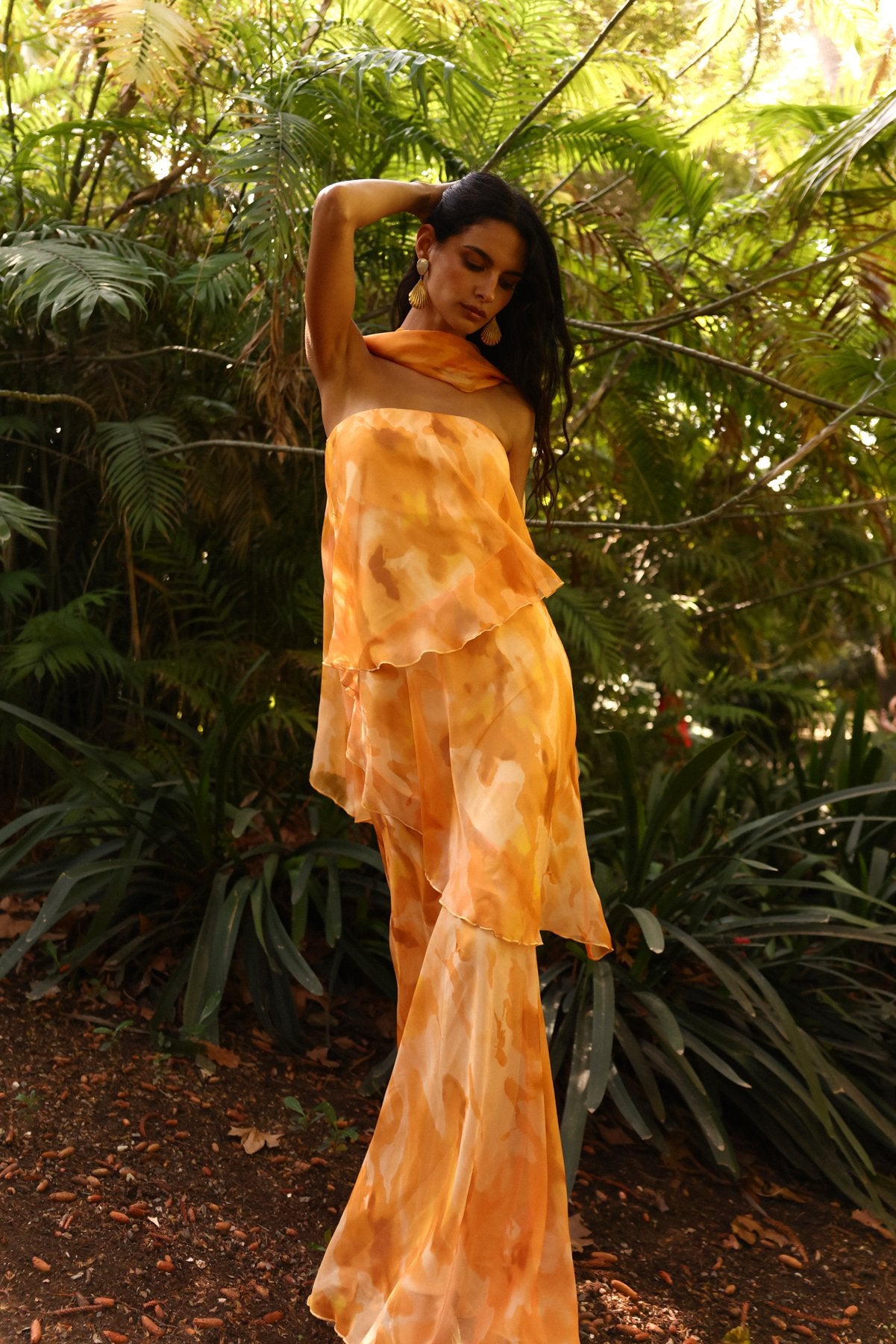 MIPHAI Vestido Karol Estampado Amarillo Invitada