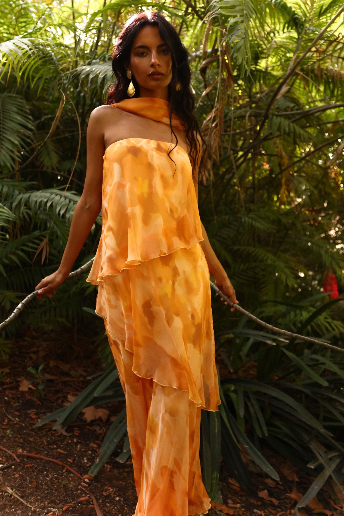 MIPHAI Vestido Karol Estampado Amarillo Invitada