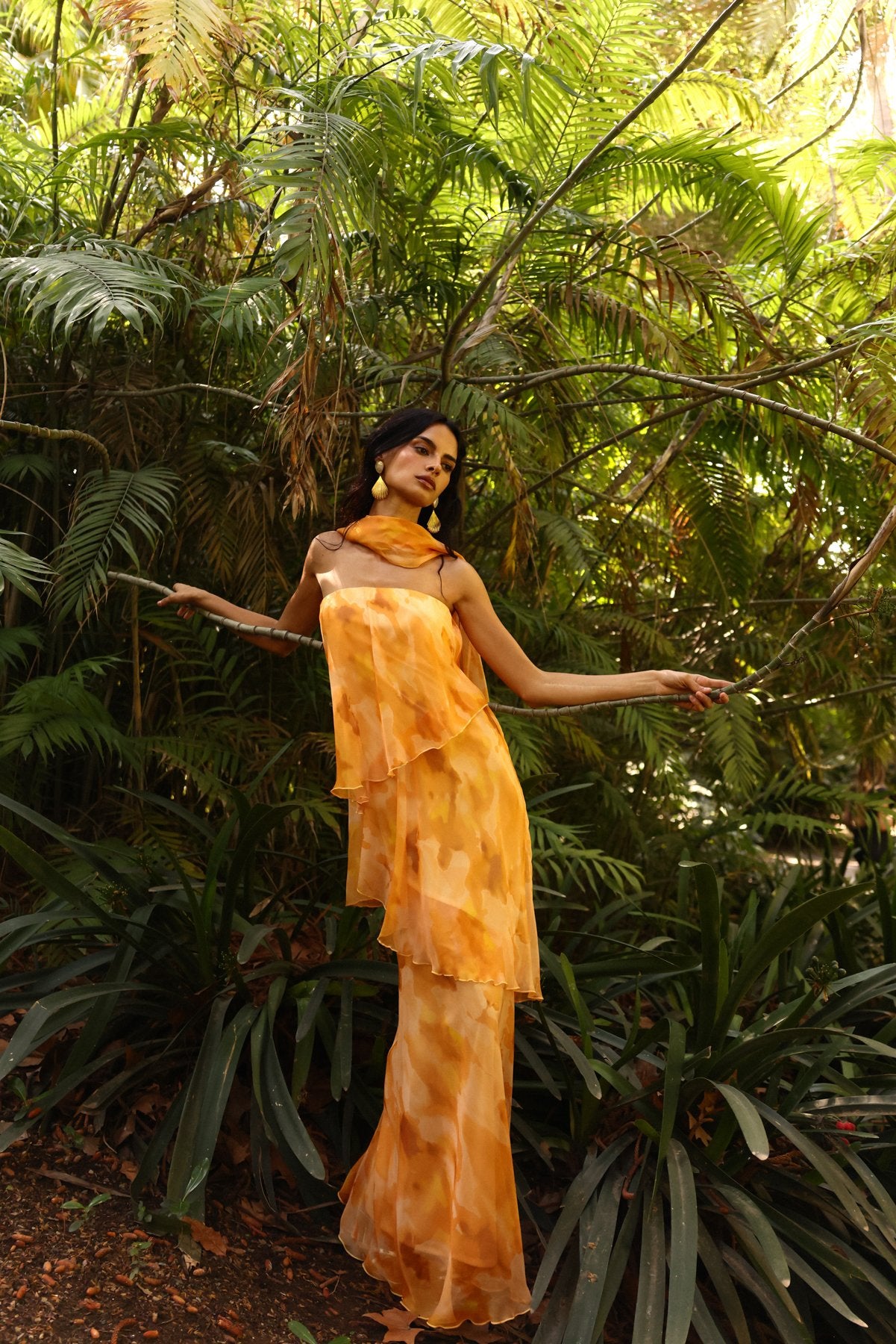 MIPHAI Vestido Karol Estampado Amarillo Invitada
