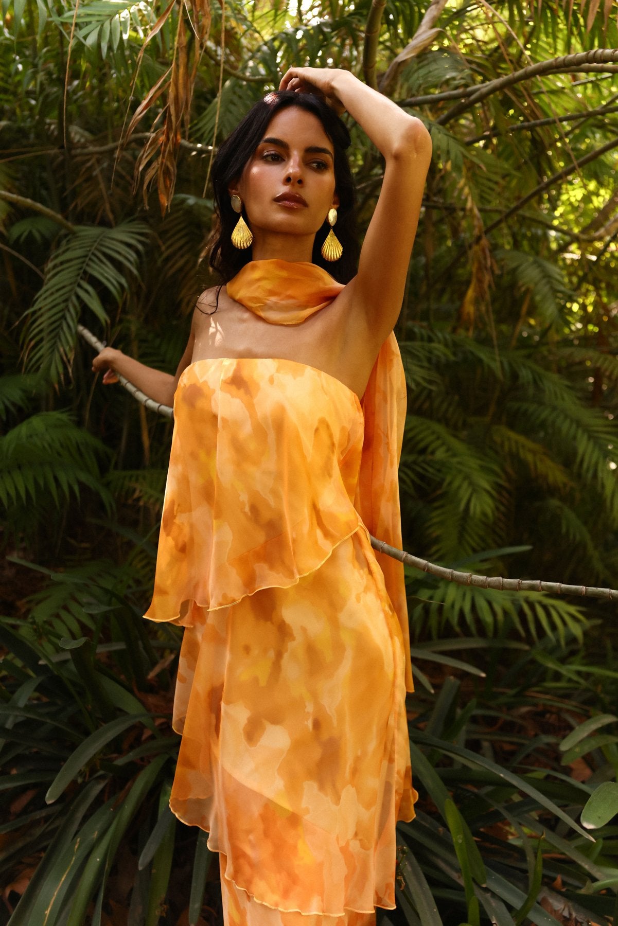 MIPHAI Vestido Karol Estampado Amarillo Invitada