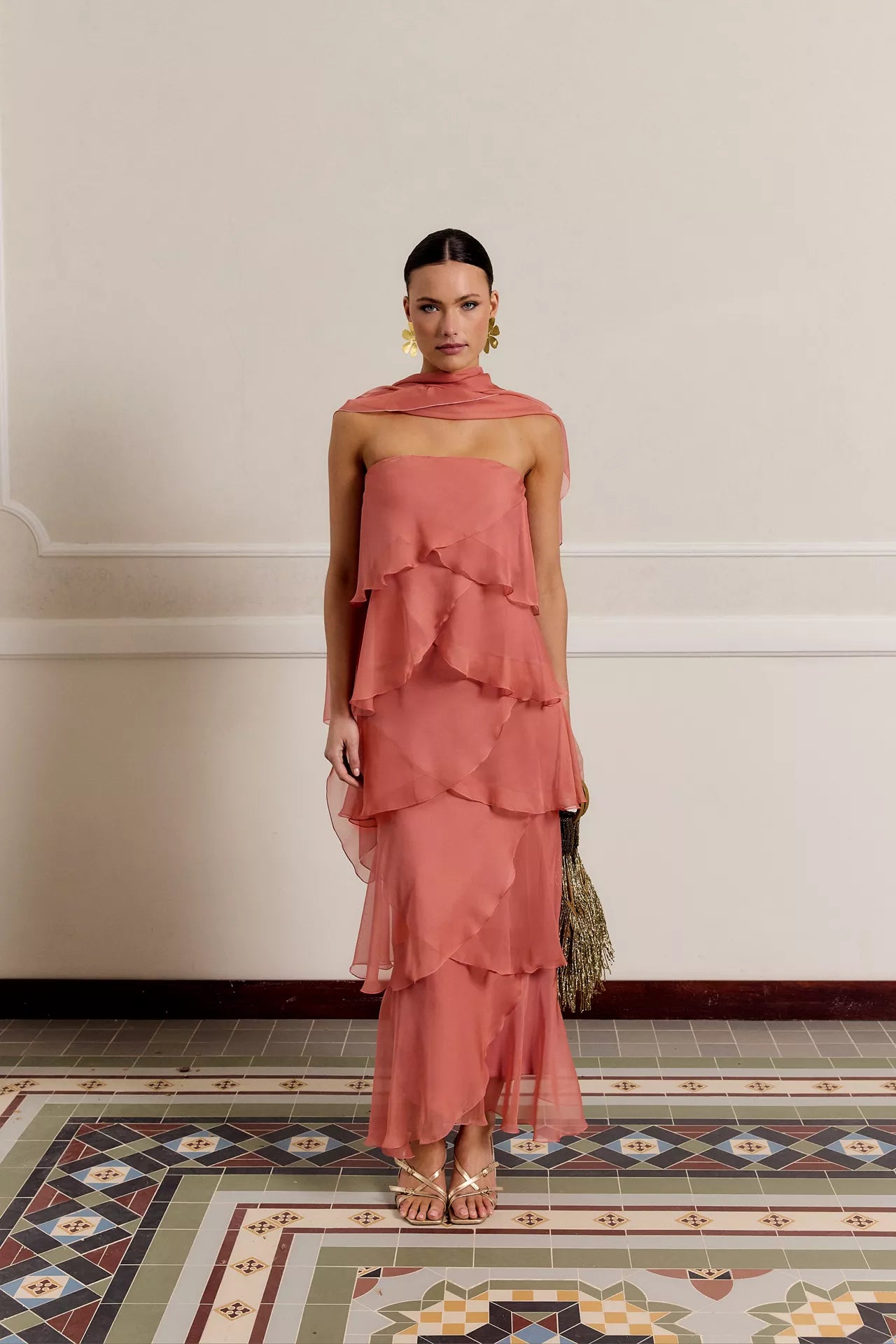 MIPHAI Vestido Khayal Rosa Volantes Invitada