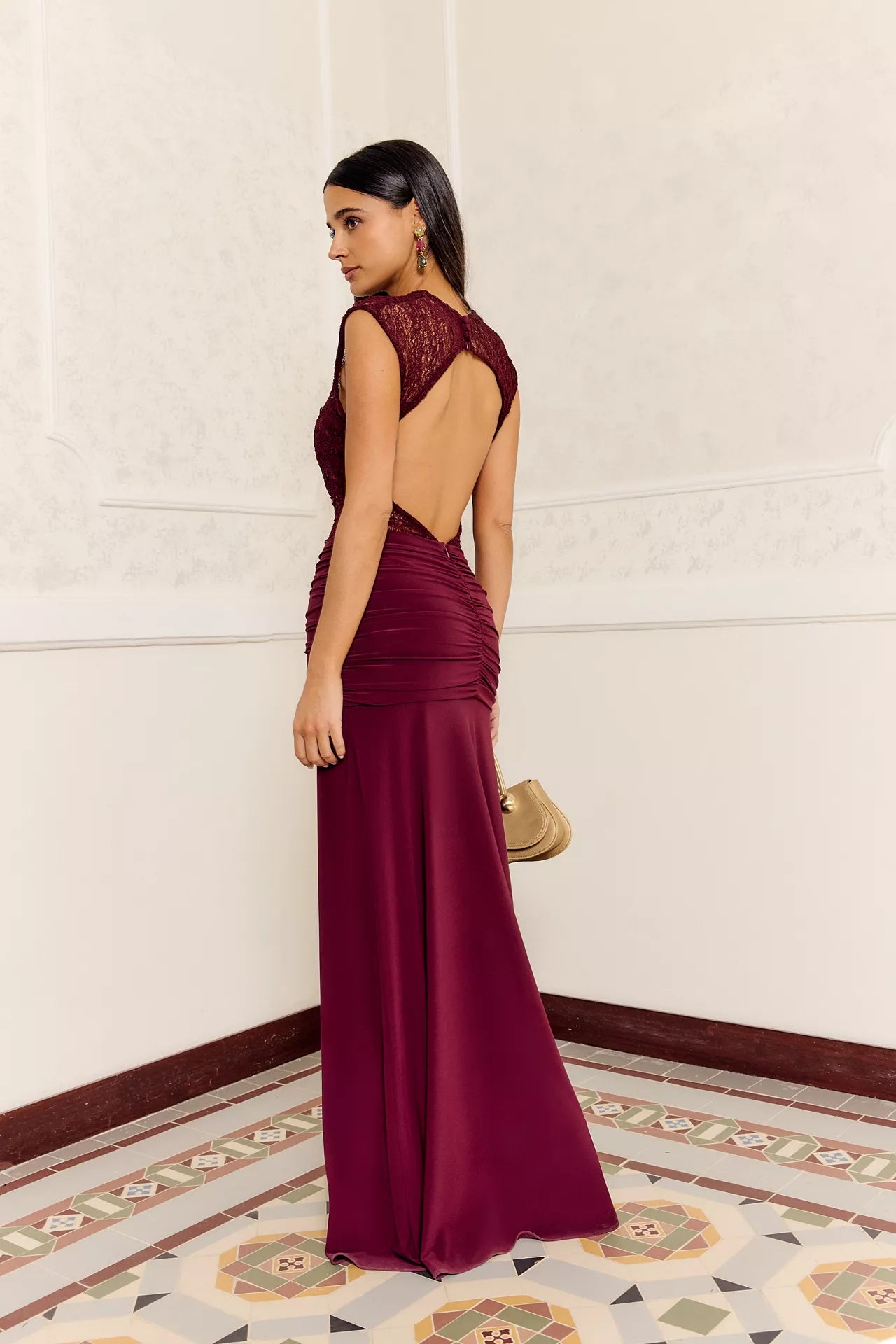 MIPHAI Vestido Protea Burdeos Invitada