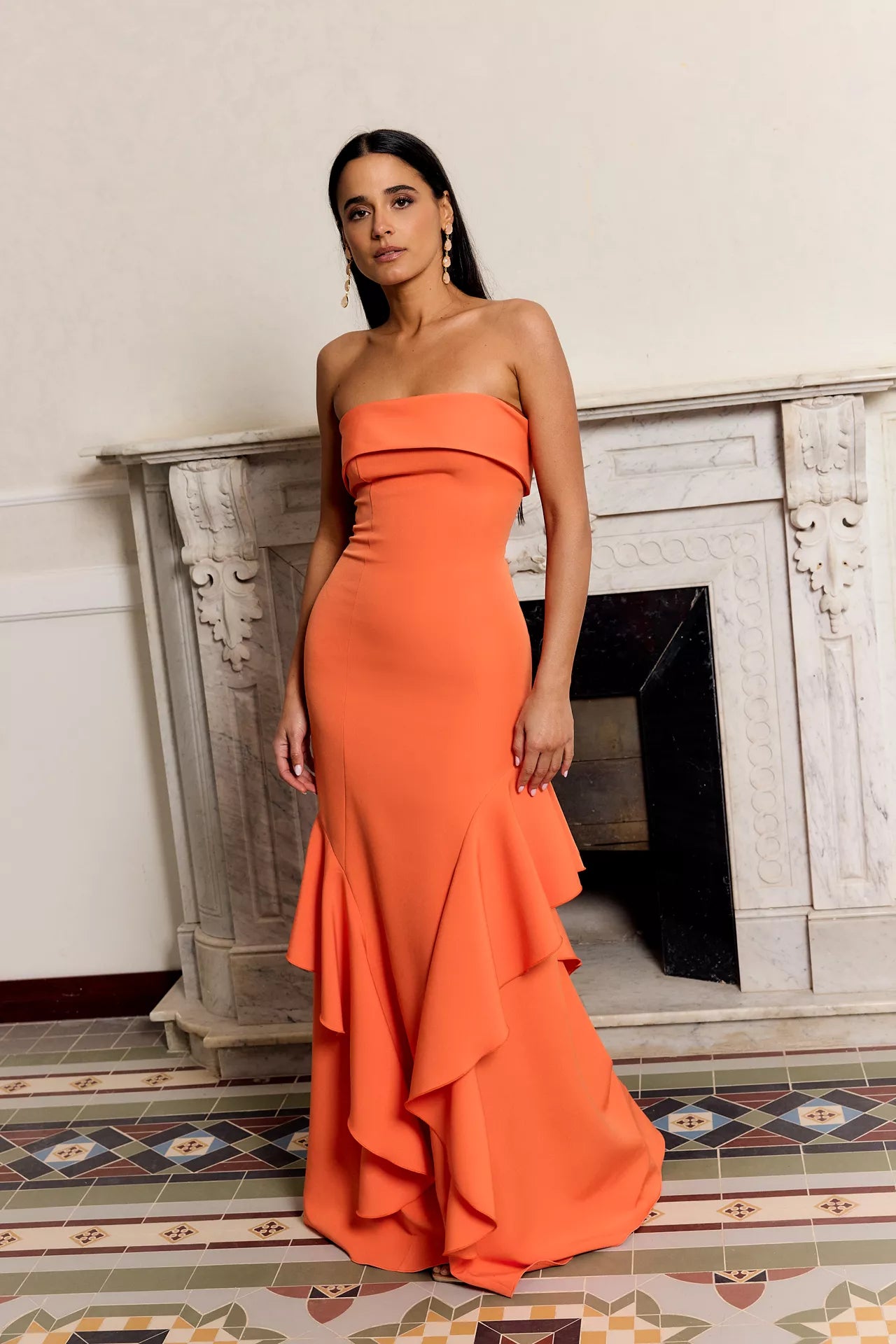 MIPHAI Vestido Begonia Naranja Invitada