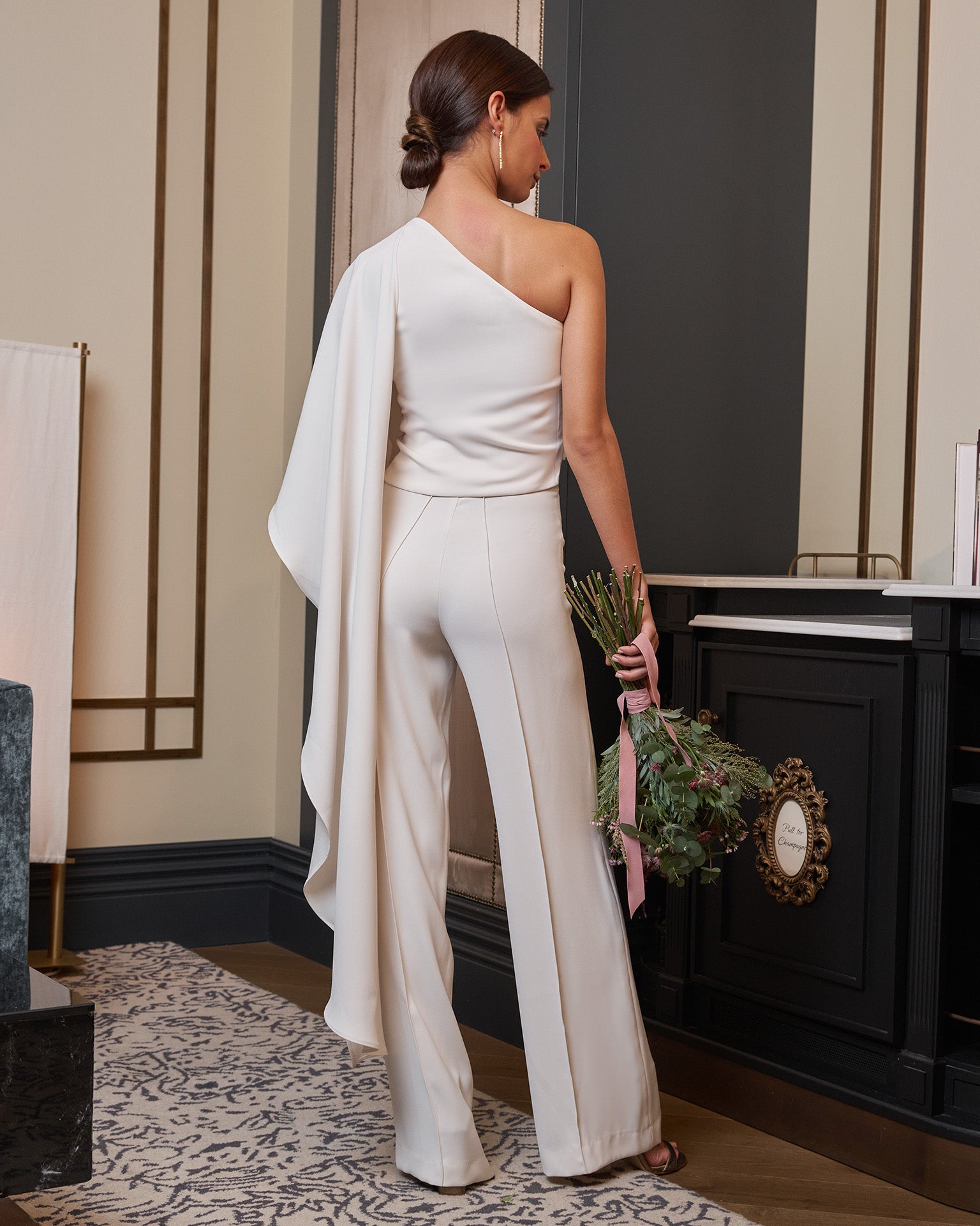 pantalón invitada fiesta thai blanco pata de elefante cierre invisible de cremallera lateral