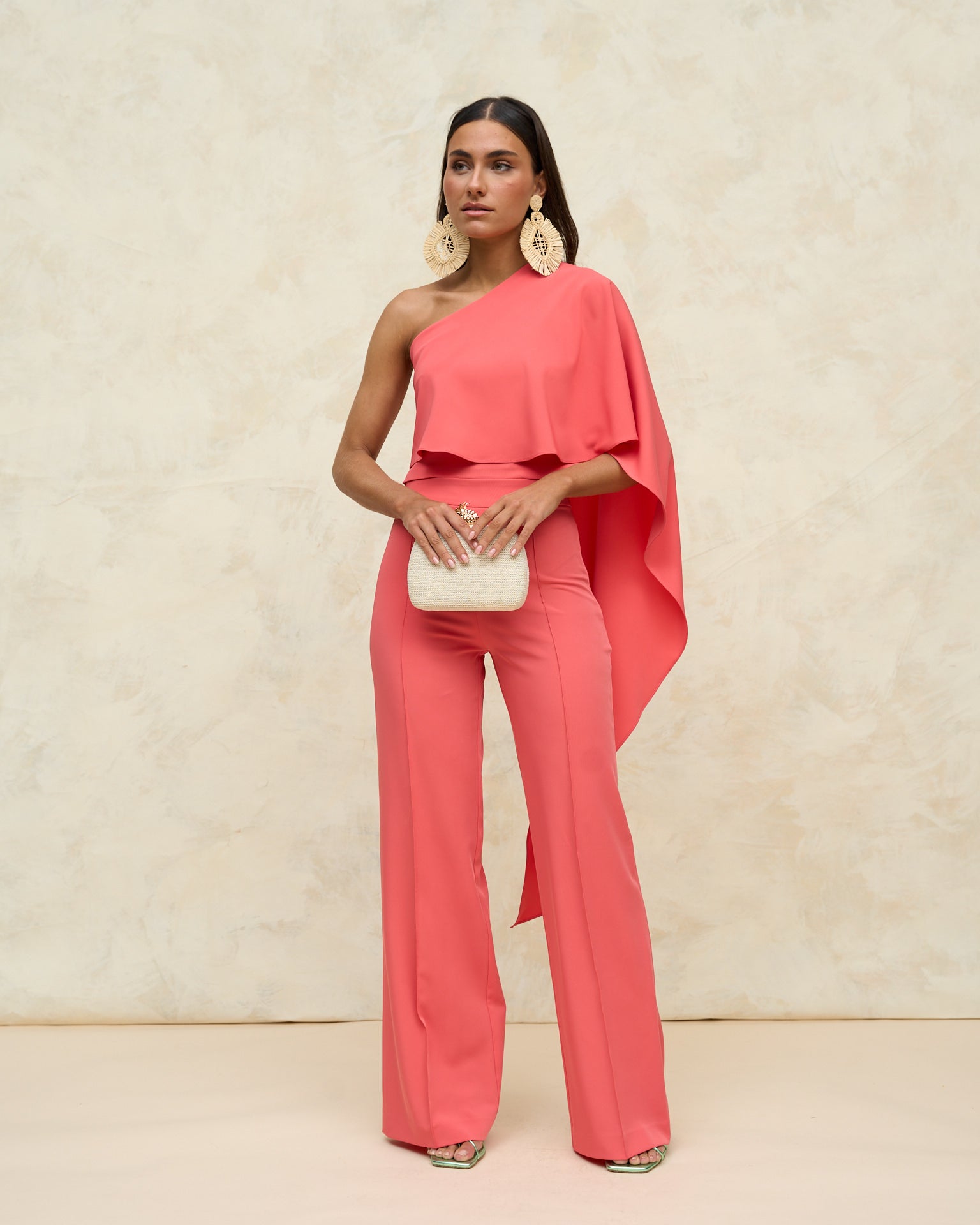 pantalón invitada fiesta thai rosa pata de elefante cierre invisible de cremallera lateral