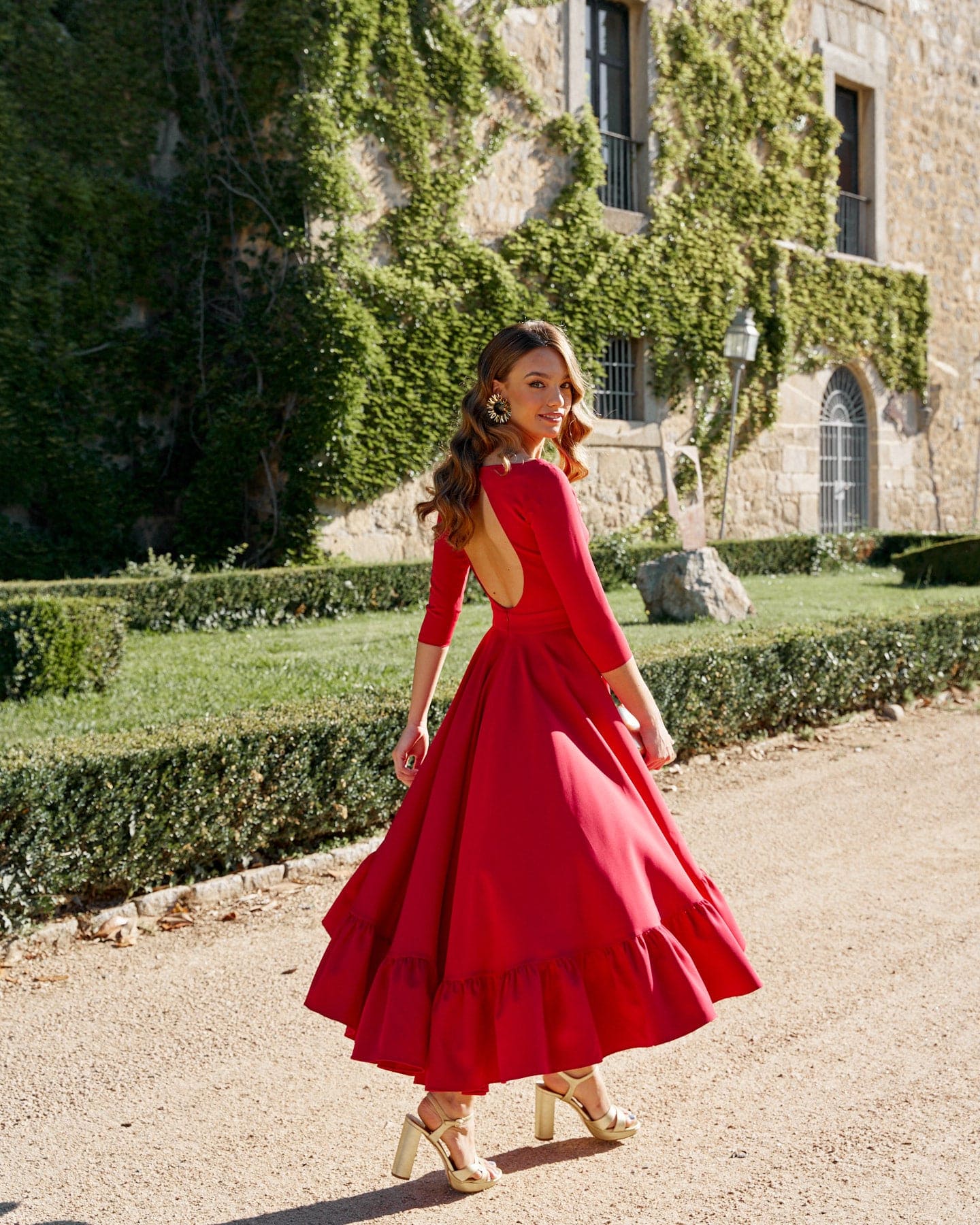 Vestido Invitada Midi Paris Vestido fiesta Rojo elegante