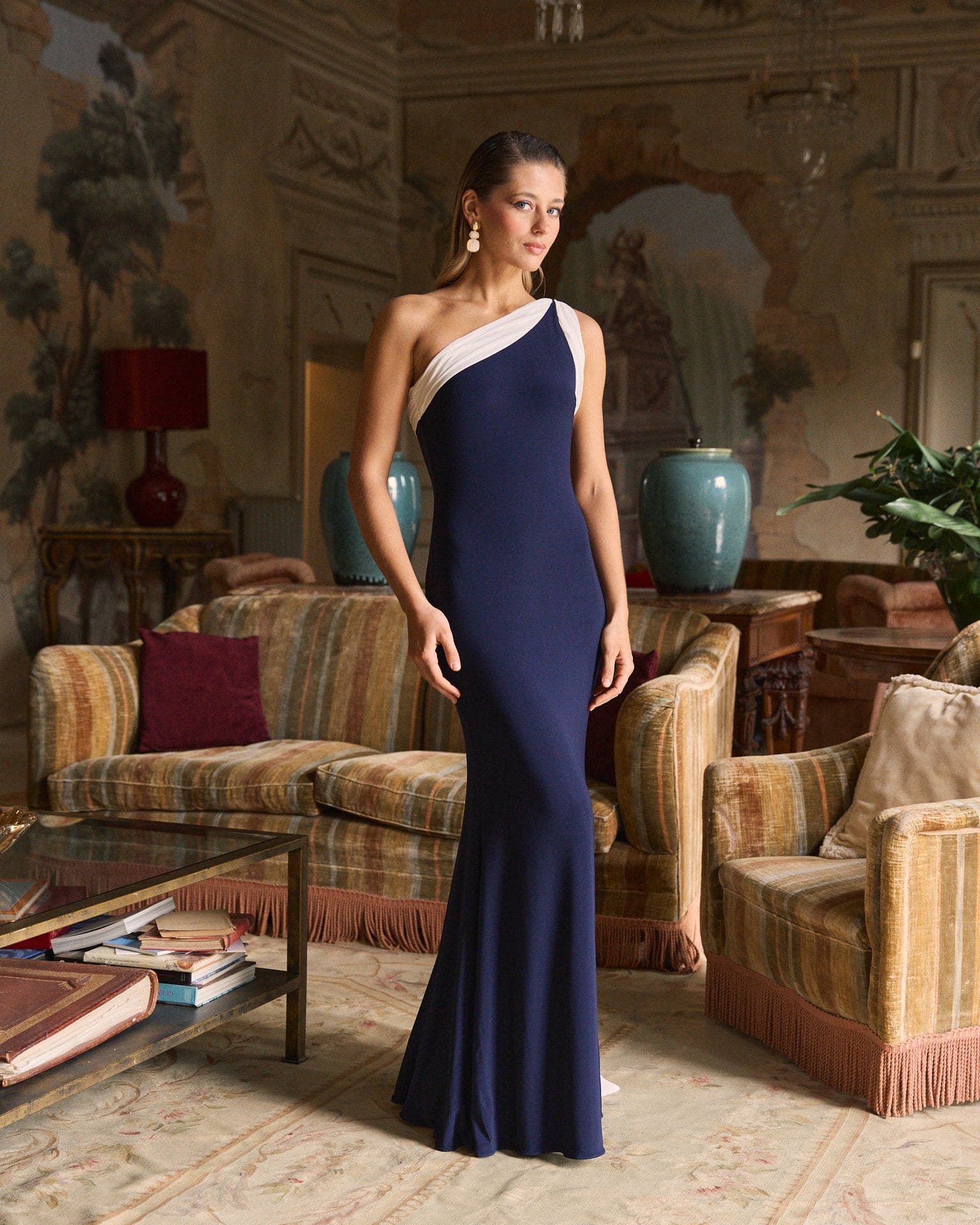 Vestido Invitada Largo Helena Vestido de fiesta Marino ajustado