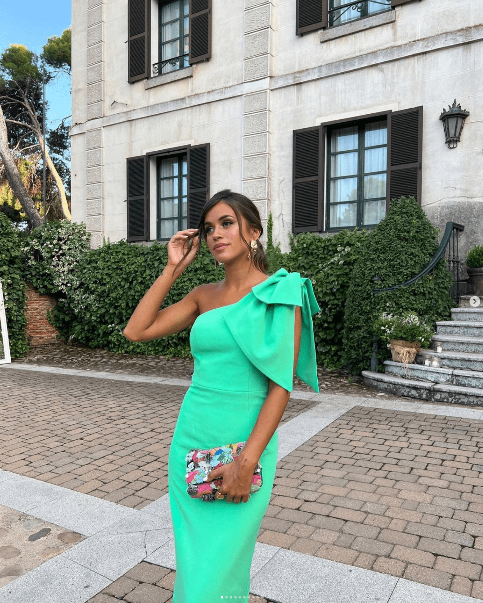 Vestido Invitada Largo Pétalo Verde vista principal