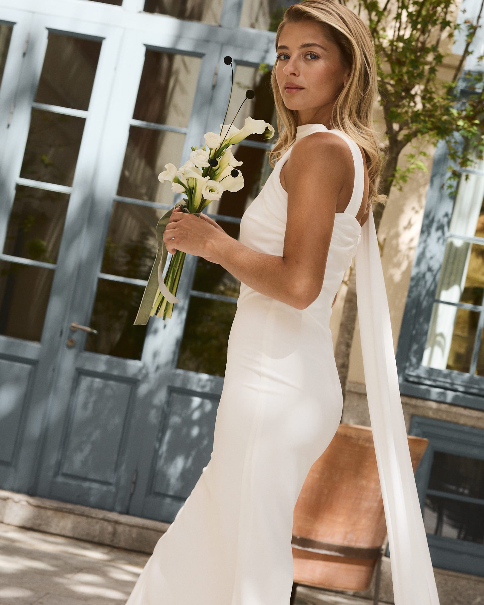 Vestido novia largo Helena Vestido boda civil blanco corte ajustado