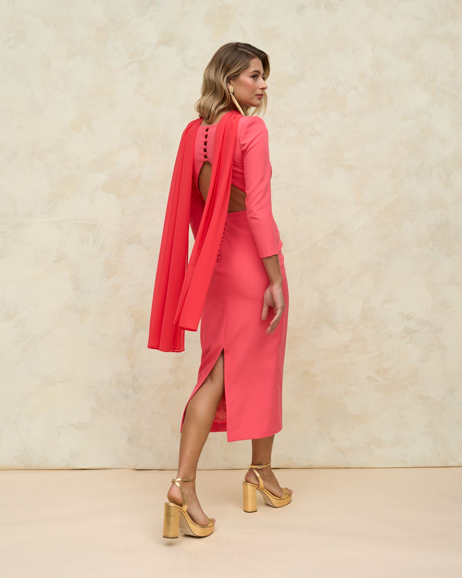Chal invitada fiesta  Gala Coral  crep chiffon 