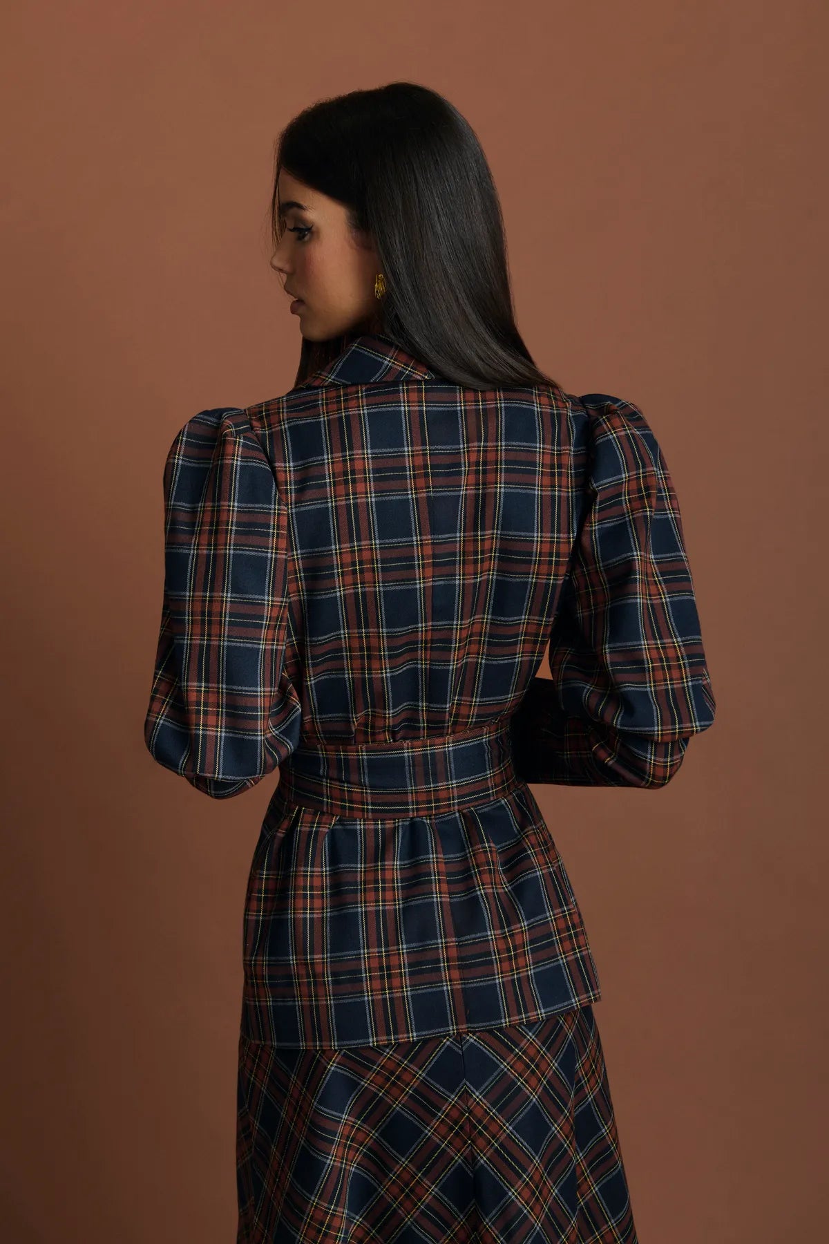 Miphai Chaqueta Eos Cuadros Azul Casual Espalda
