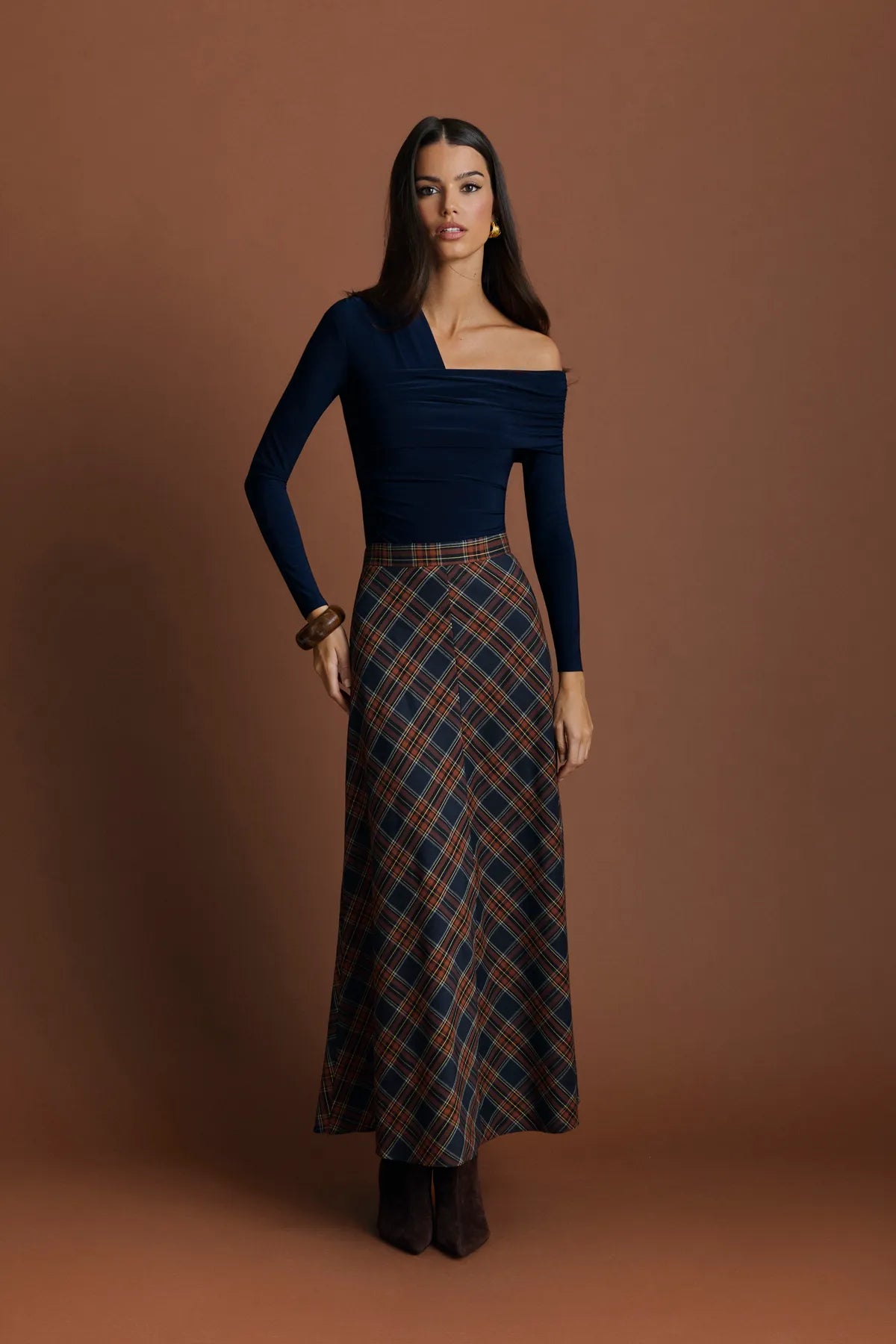 MMiphai Falda Eos Cuadros Azul Casual Pose