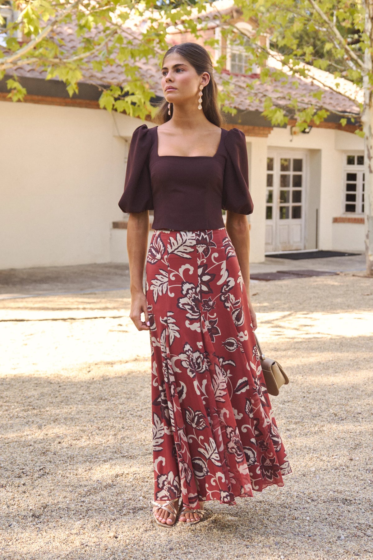 Miphai Falda Miranda Estampado Terracota Invitada Frente