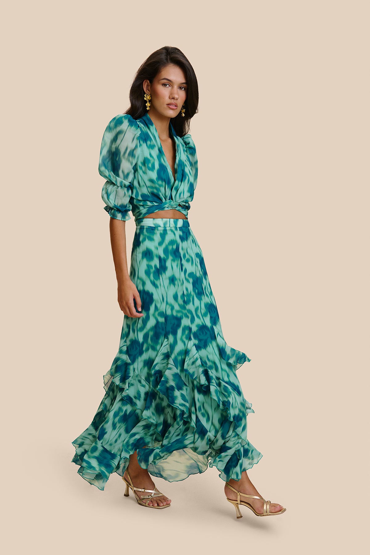 Samara Aqua Green Print Skirt