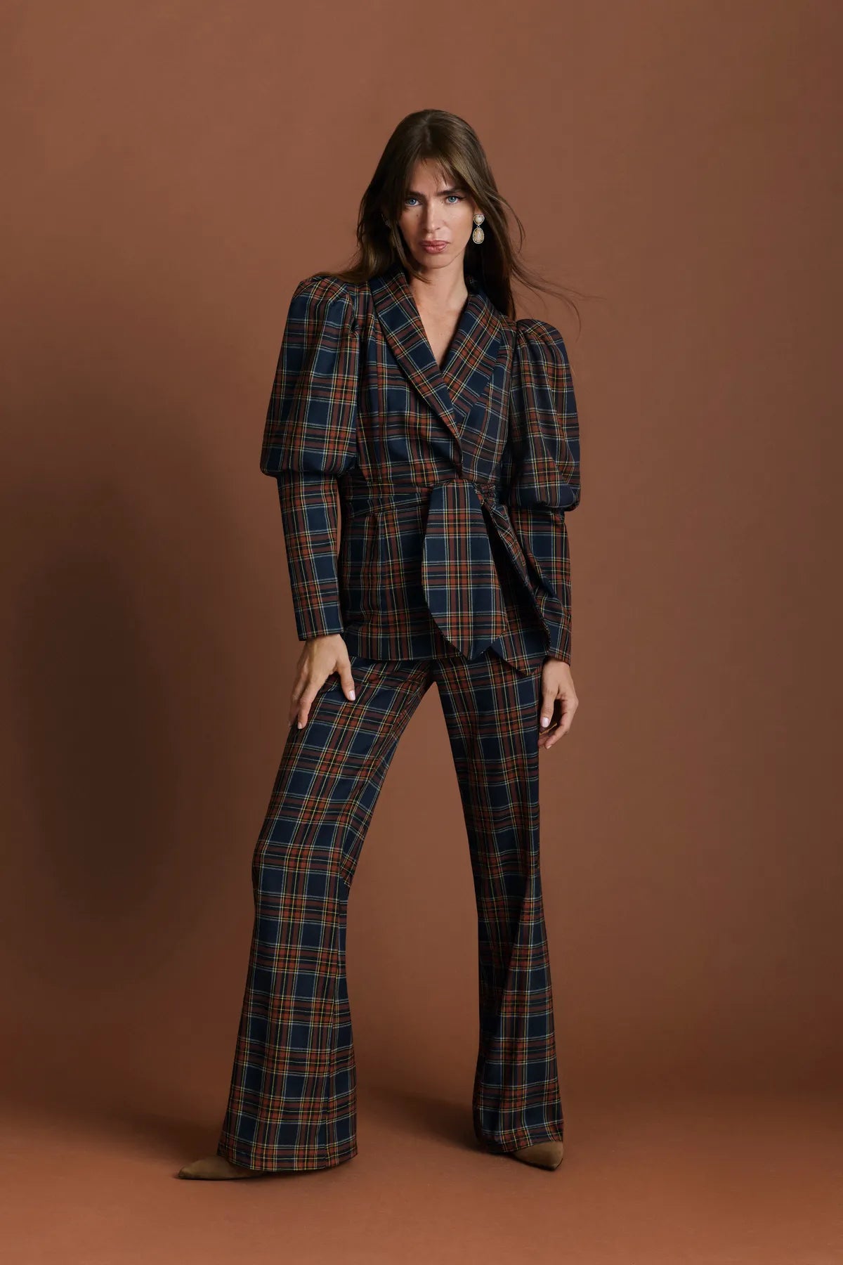 Miphai Pantalón Eos Cuadros Azul Casual Frente