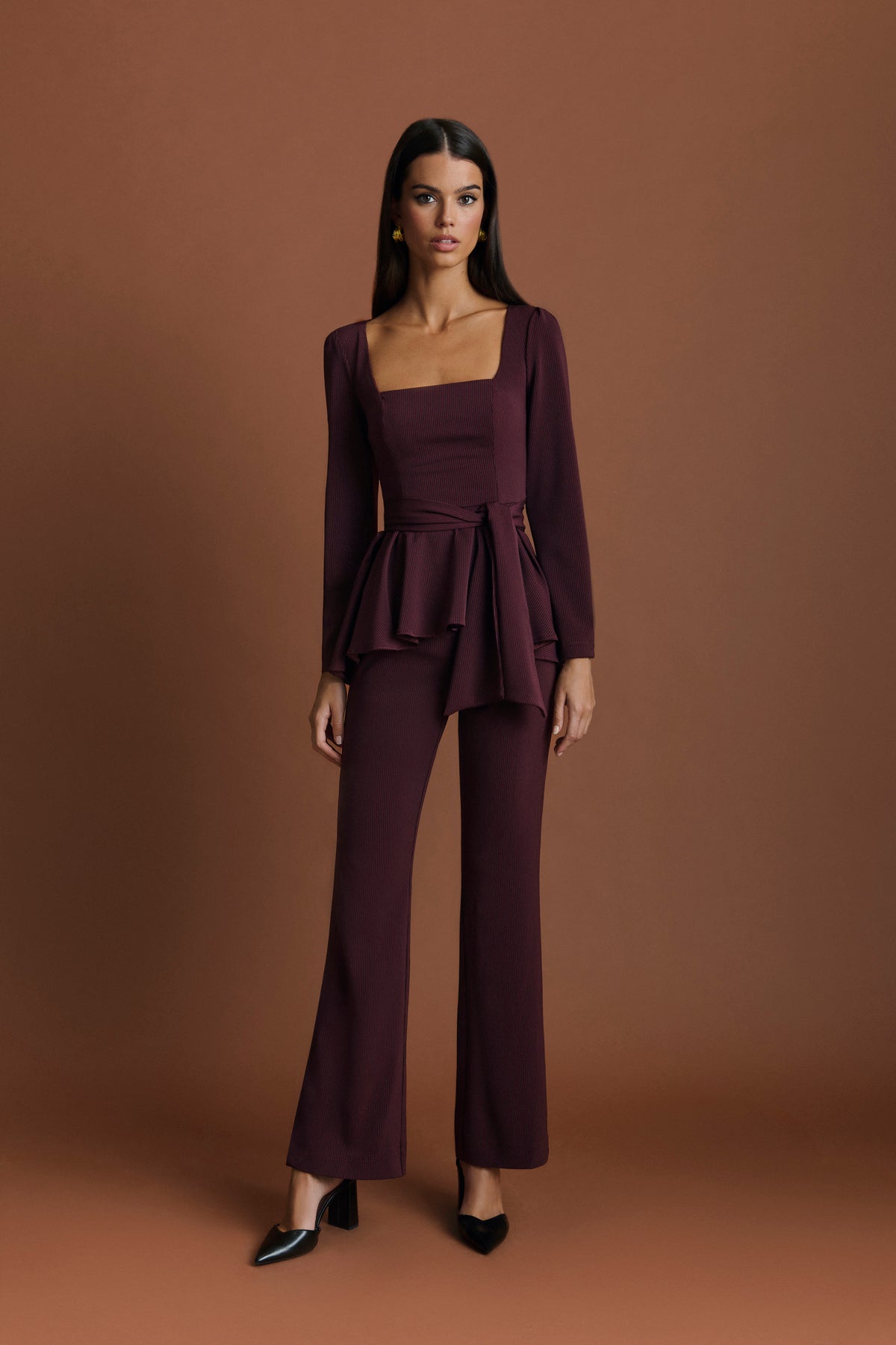 Miphai Pantalón Estefanía Granate Casual Frente