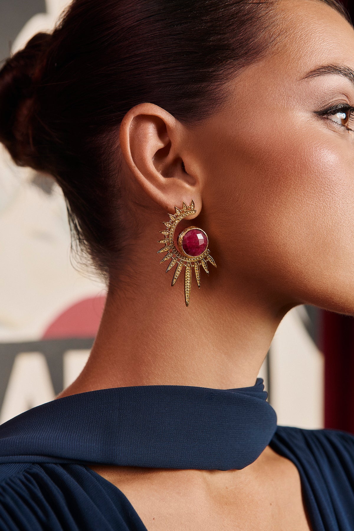 Miphai Pendientes Lavin Granate Accesorio Cerca